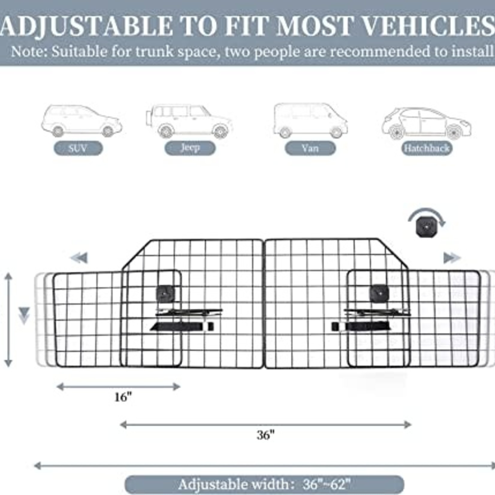 Apty Pet SUV Trunk Barrier- Black Metal