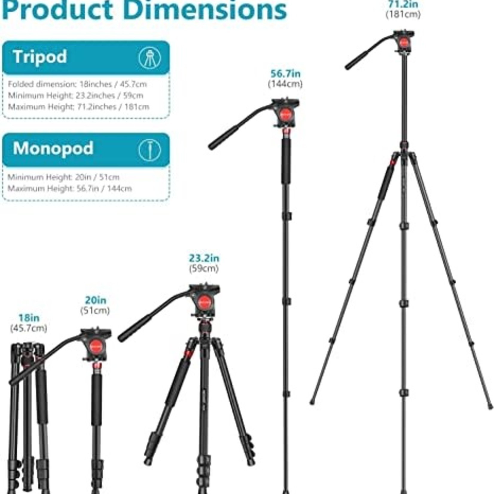 NEEWER 70'' Aluminum Alloy Camera Monopod Tripod - NEEWER