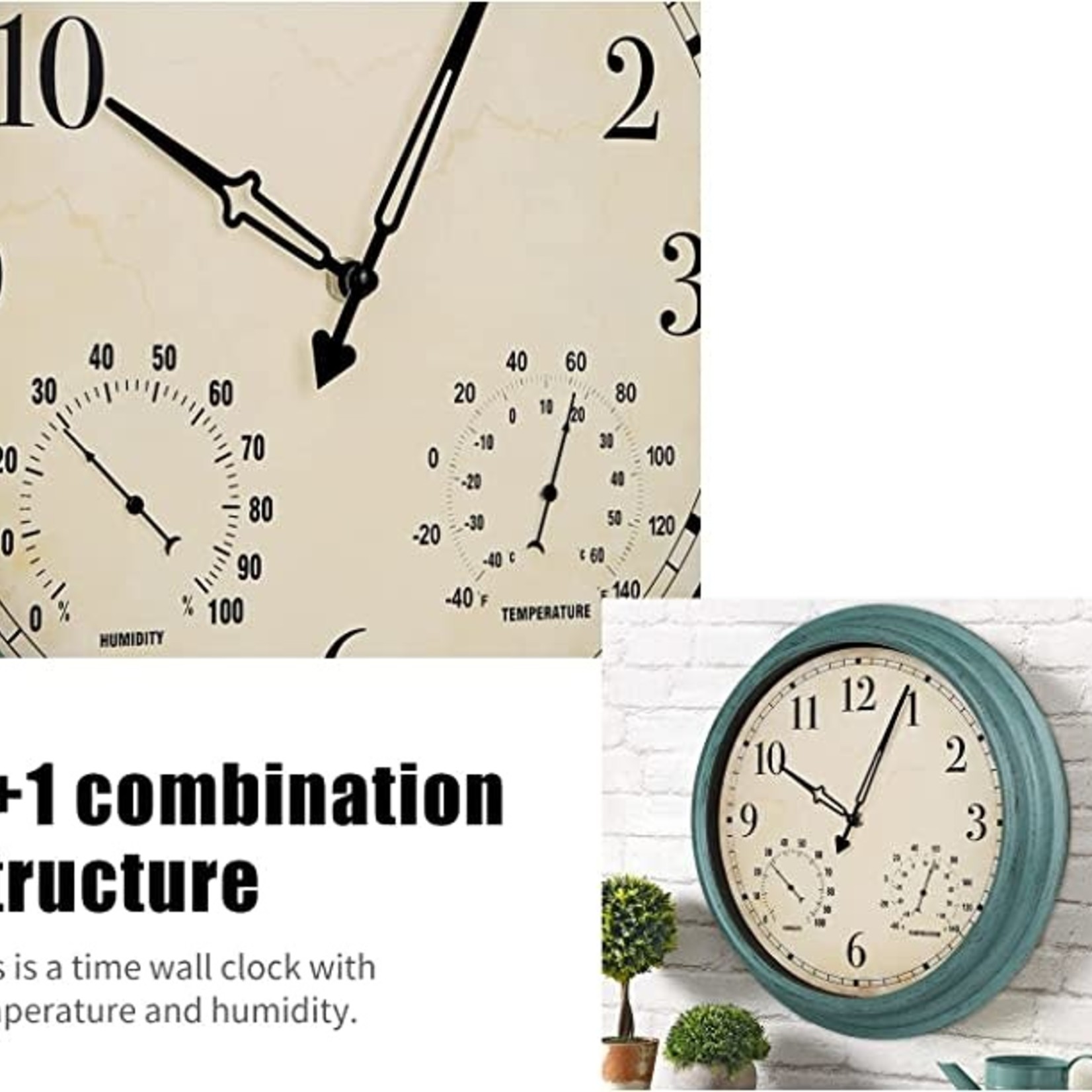 Yum Tim Vintage Wall Clock- Waterproof- Green