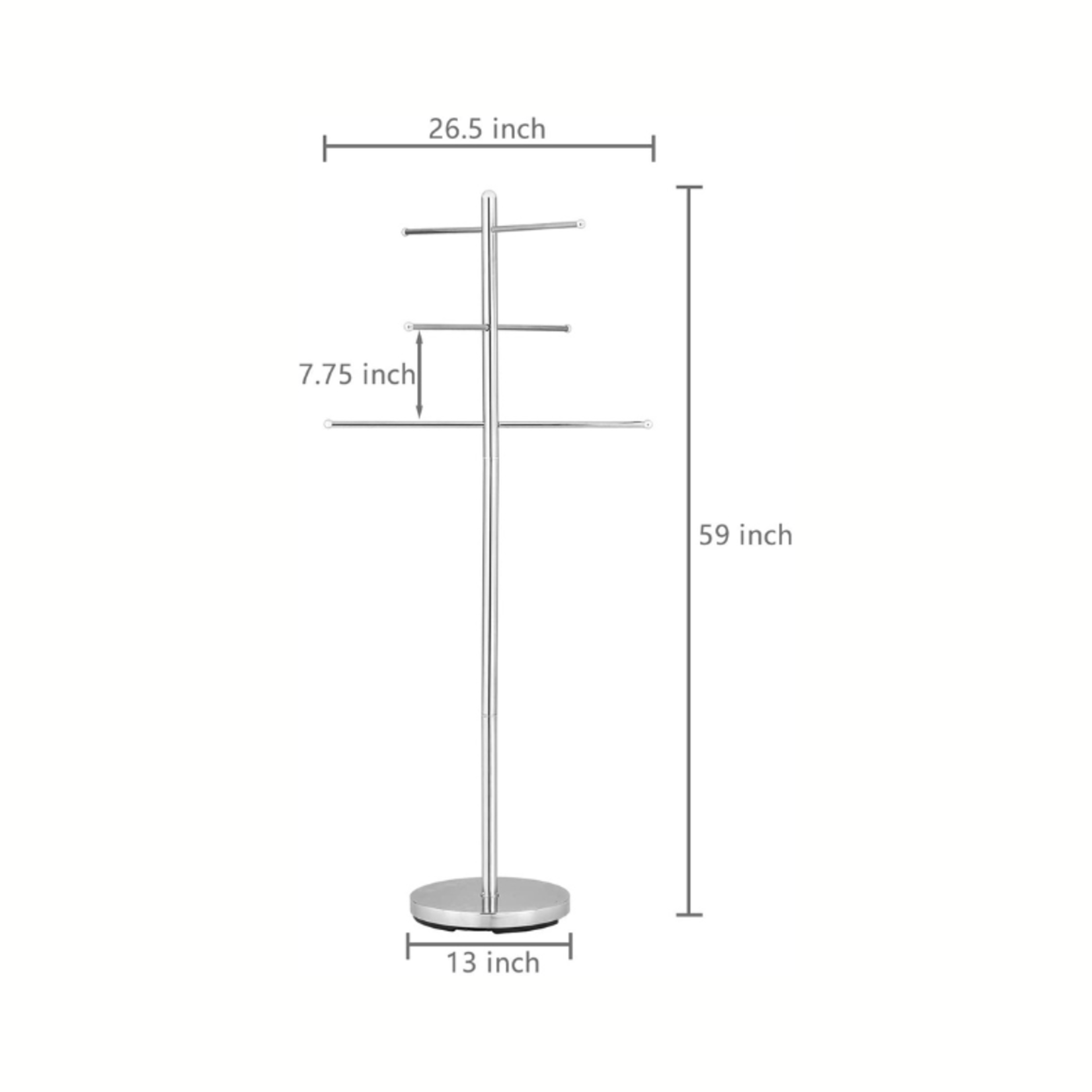 My Gift Freestanding Towel Rack- 6 Rung- Chrome Plated Metal
