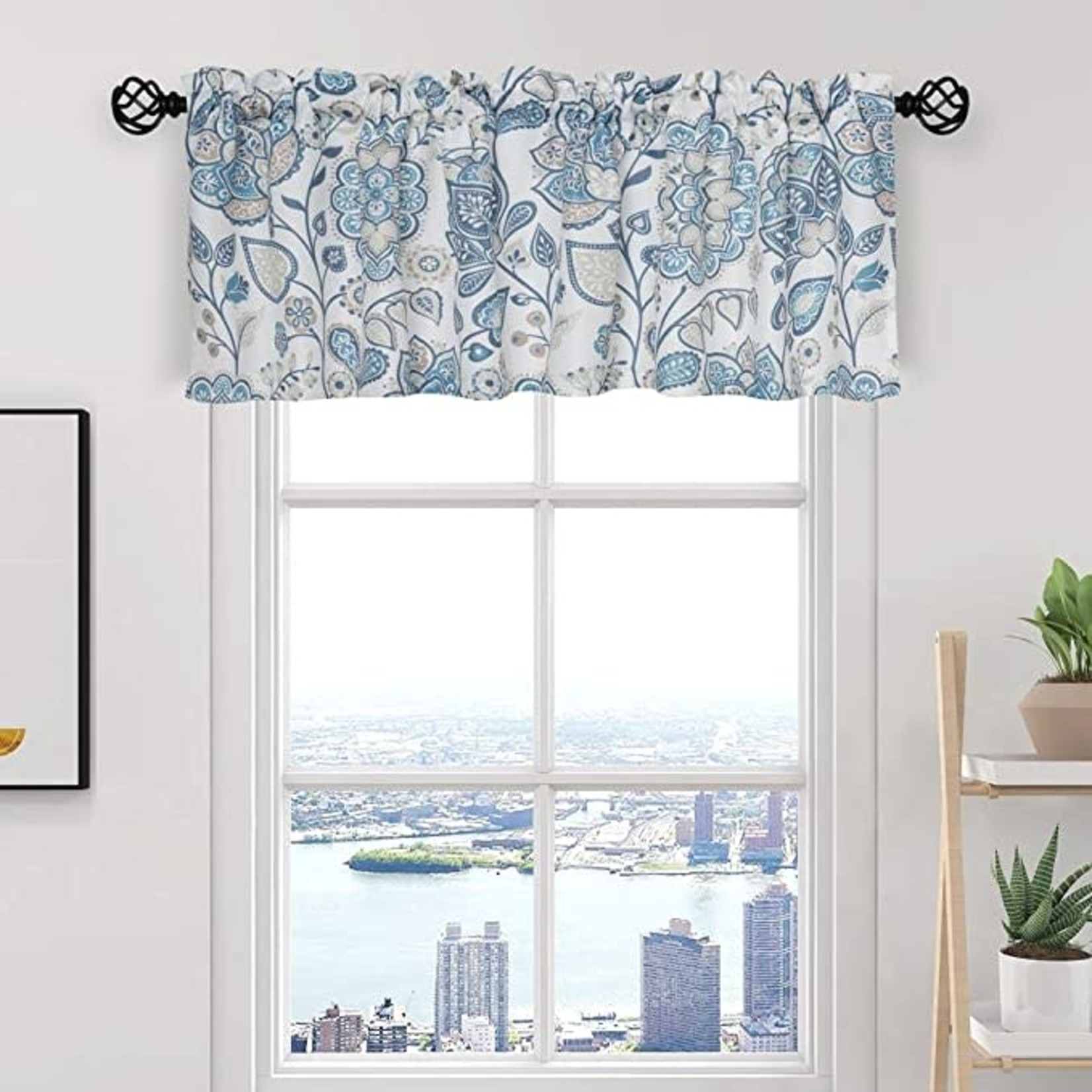 Oremila Curtain Valance- Blue Floral