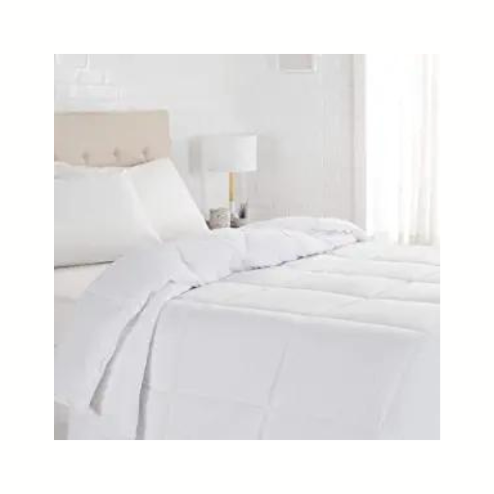 Amazon Basics Comforter- All Season- Full Queen- White