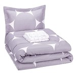 Amazon Basics Comforter Set- 5 Piece- Twin XL- Purple Dot