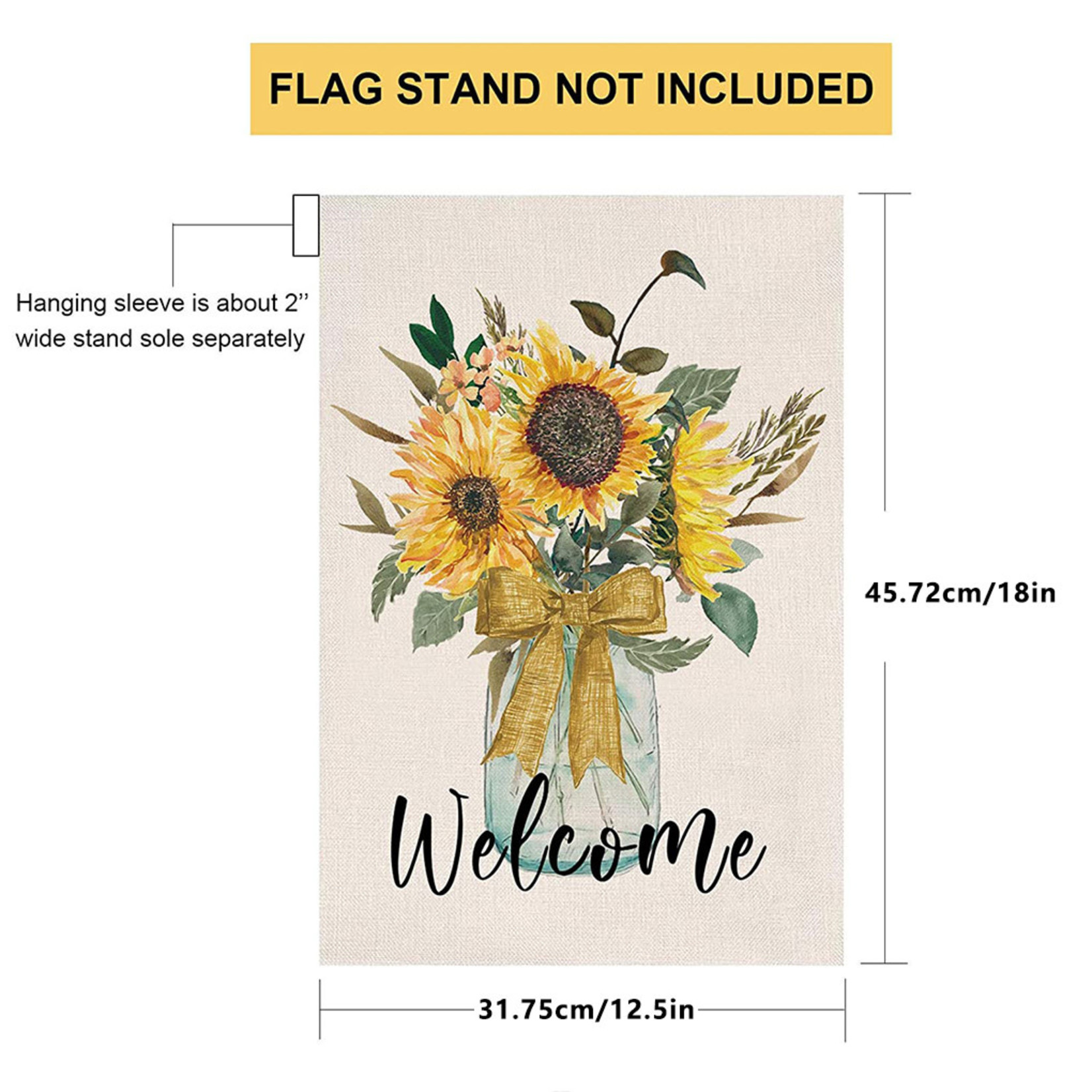 Itemer Garden Flag- Burlap- Sunflower