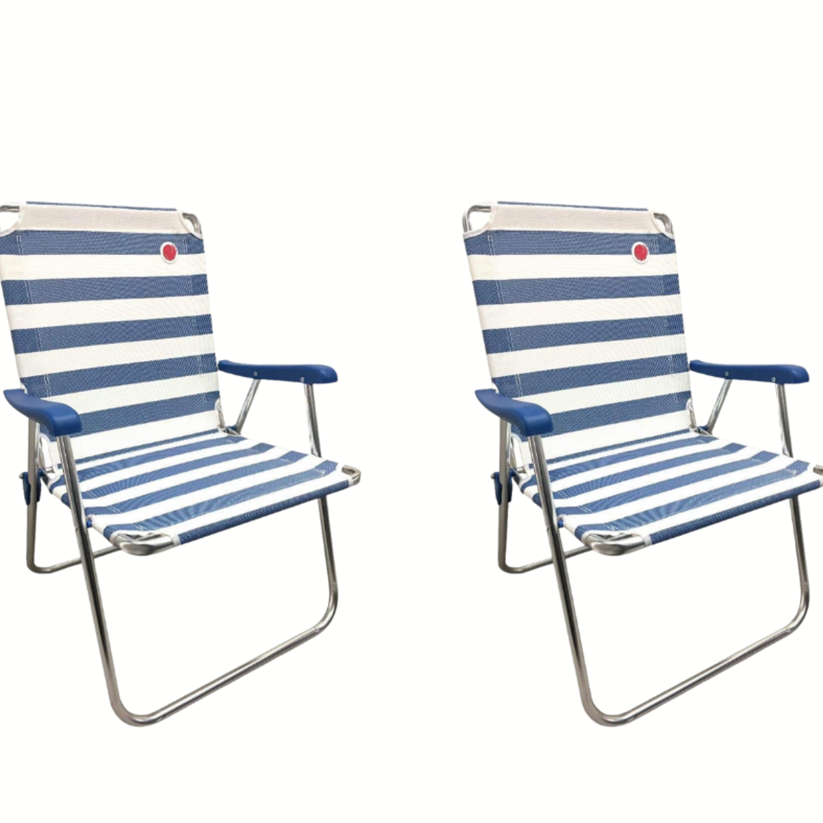 Omni Core Designs Folding Lawn Chair Set- Blue Stripe