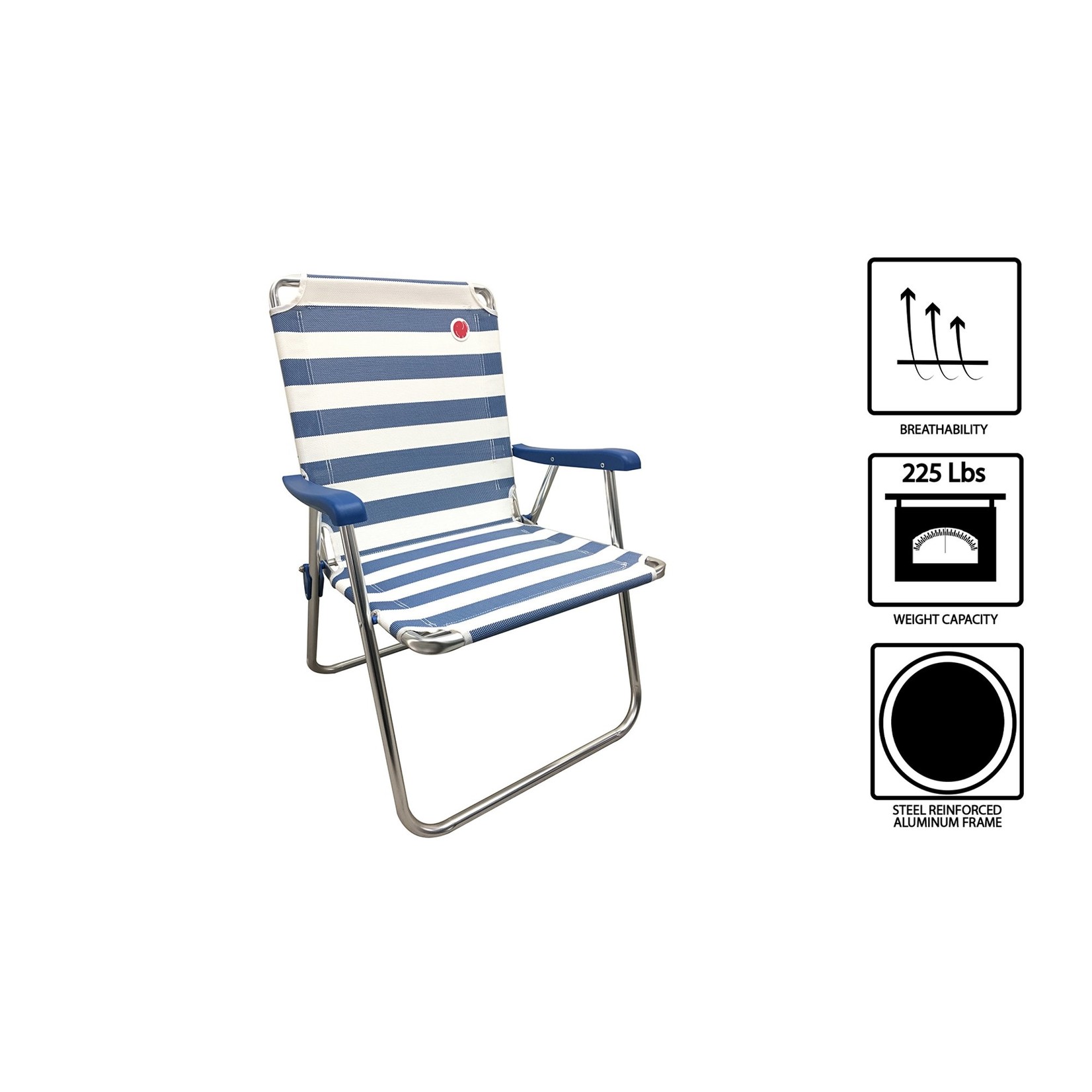 Omni Core Designs Folding Lawn Chair Set- Blue Stripe