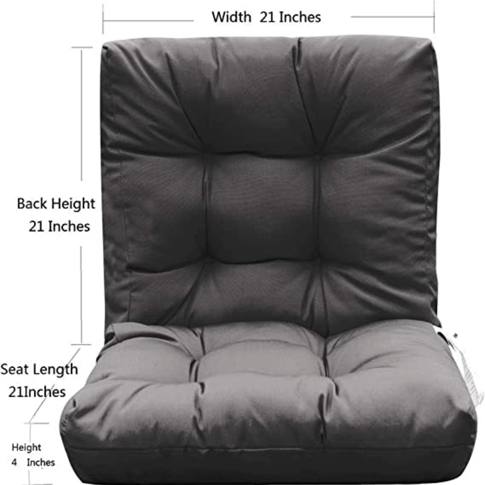 Qilloway Chair Cushion- Seat & Back- Dark Gray