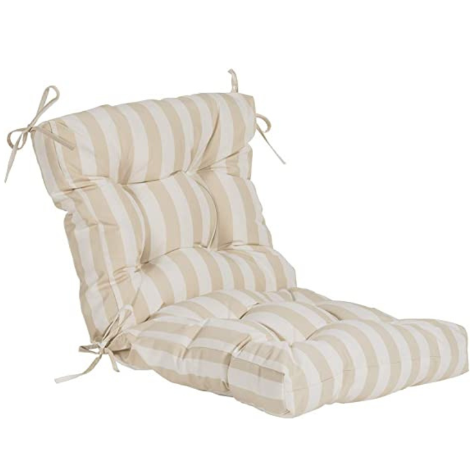 Qilloway Chair Cushion- Seat & Back- Khaki & White Stripe