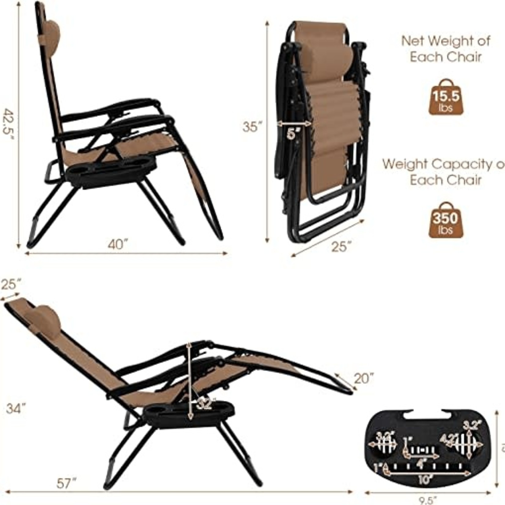 Lounge Chair Recliners Set Of 2 Beige Top Notch DFW, LLC