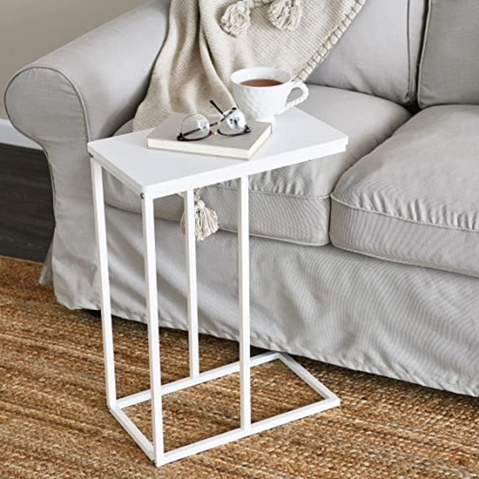 Household Essentials Narrow End Table- Metal- White