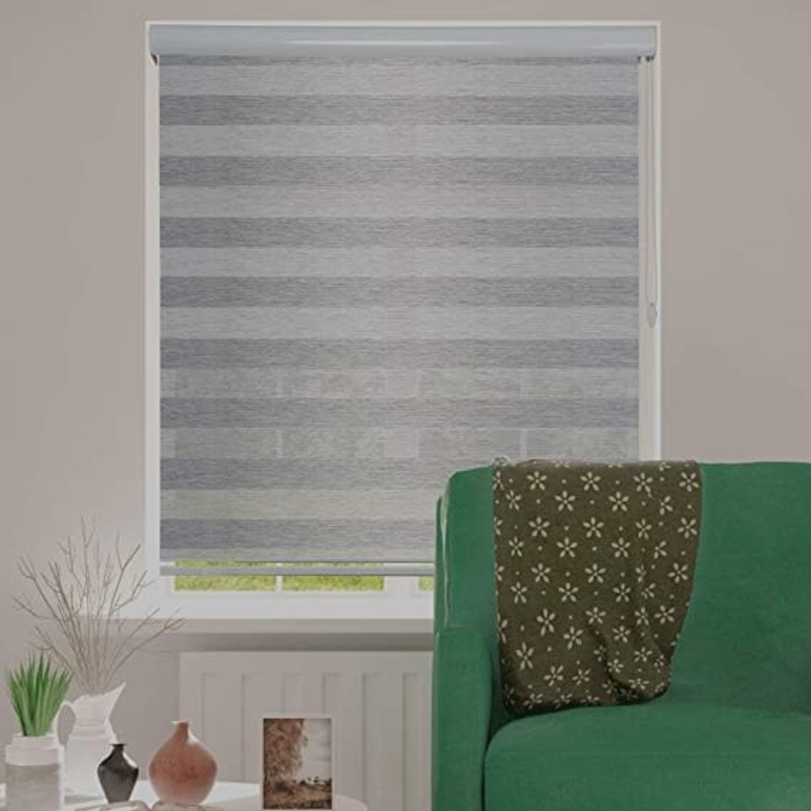 Shades U Roller Zebra Blinds- 72"L x 22"W- Gray