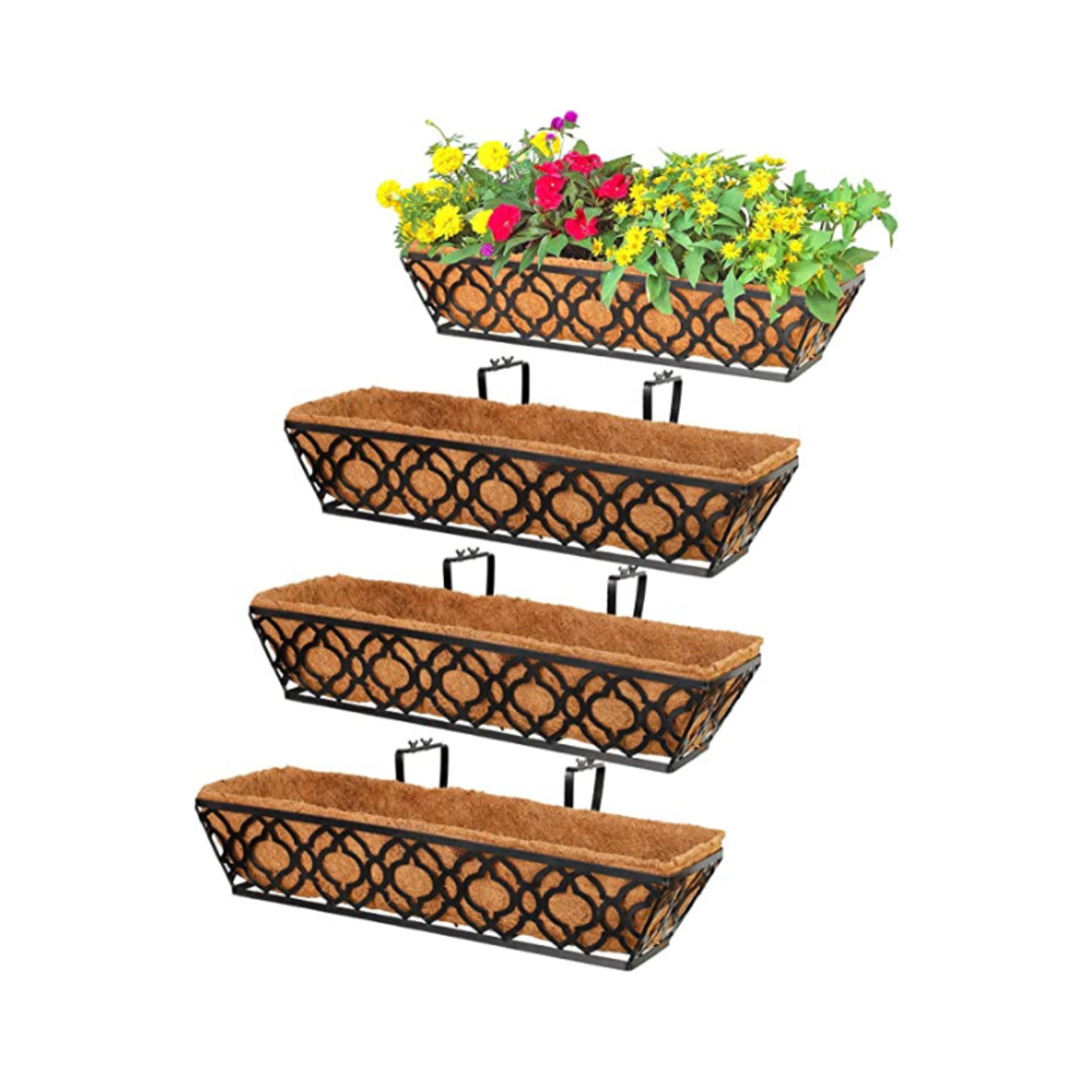 Lawyamai 24" Window Boxes-Set Of 4- Black Metal