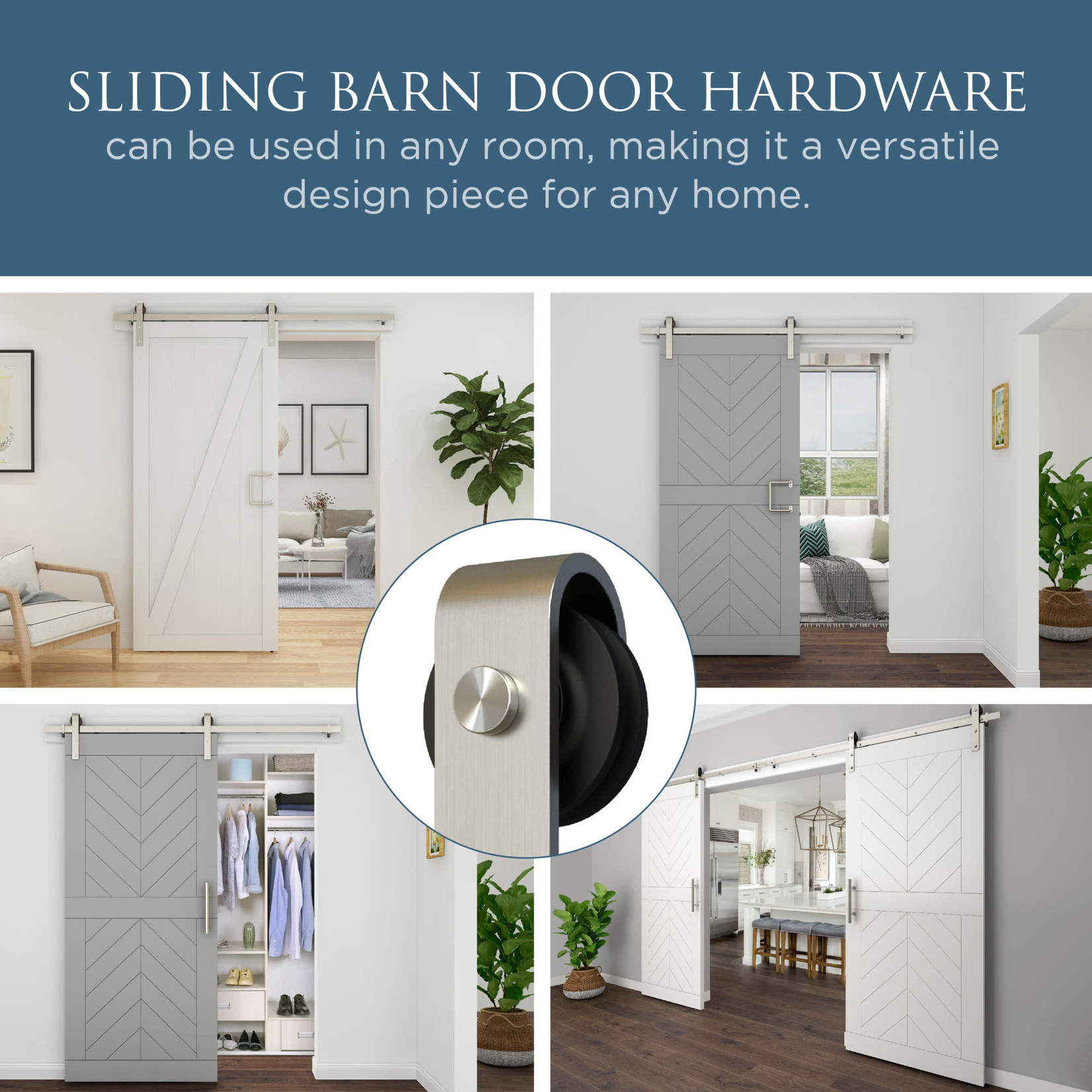 National Hardware 72" Interior Barn Door Kit - 2 Piece- Silver Nickel