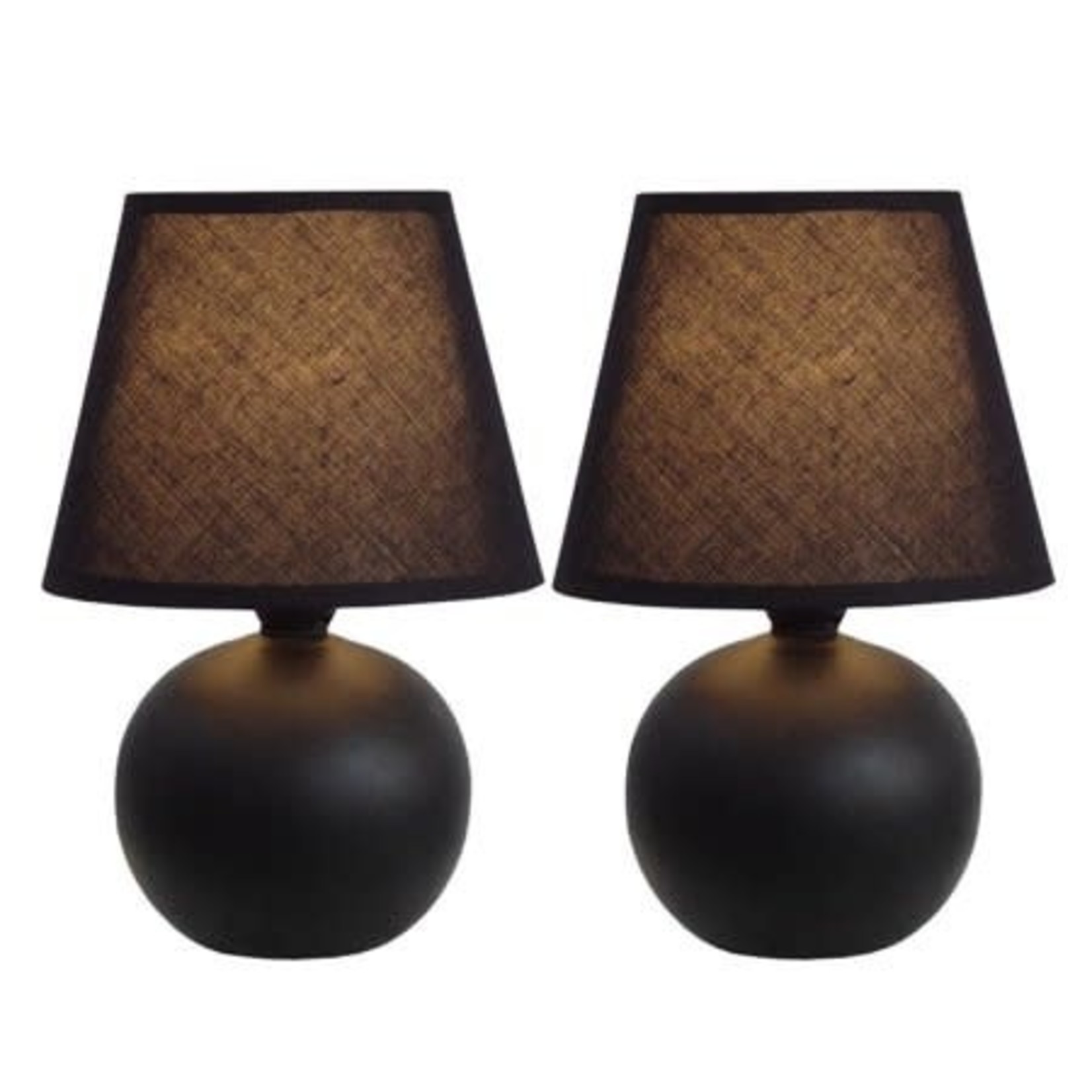 All The Rages, Inc Mini Ceramic Table Lamp- Set of 2- Black