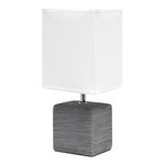 Simple Designs Stone Table Lamp With Shade- Gray