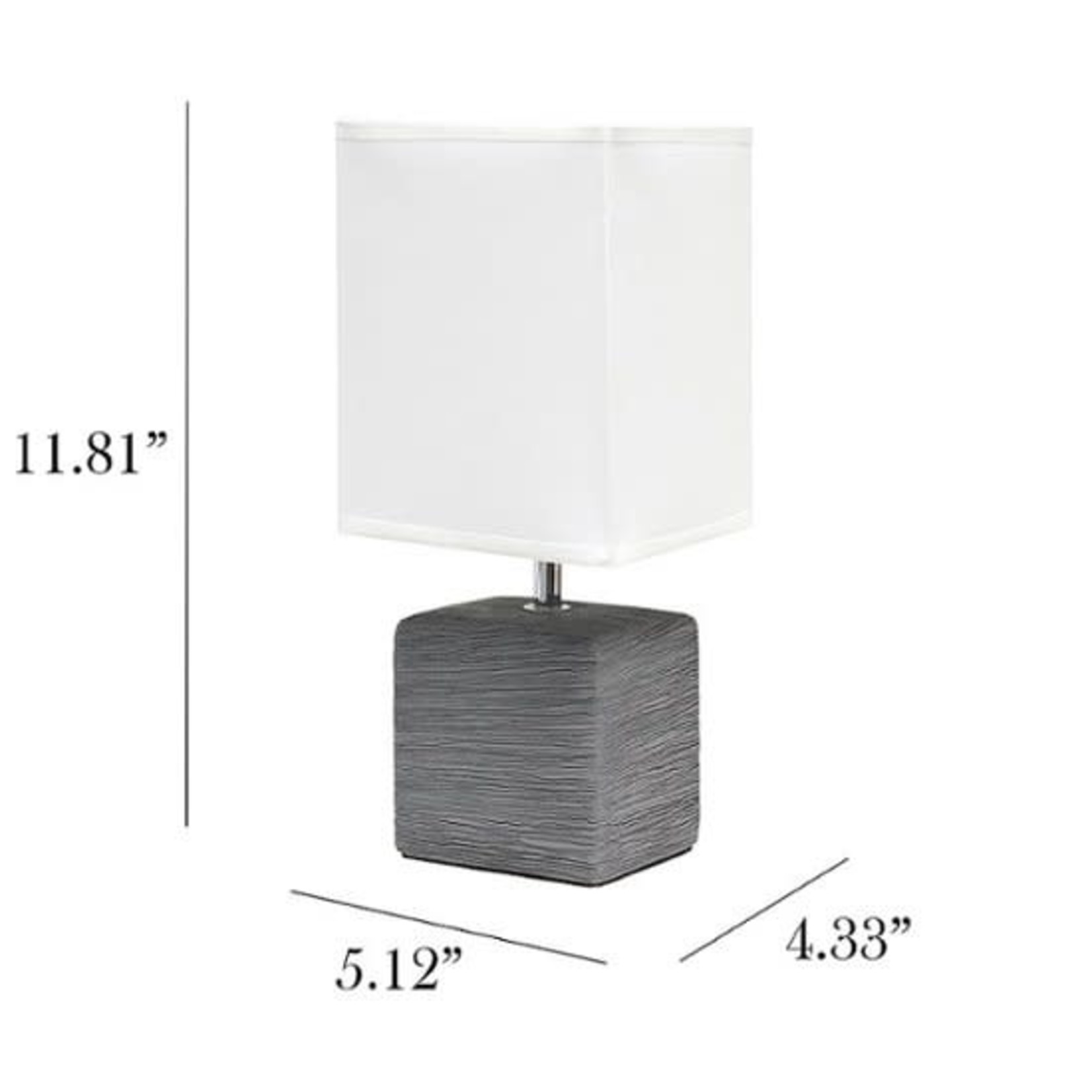 Simple Designs Stone Table Lamp With Shade- Gray