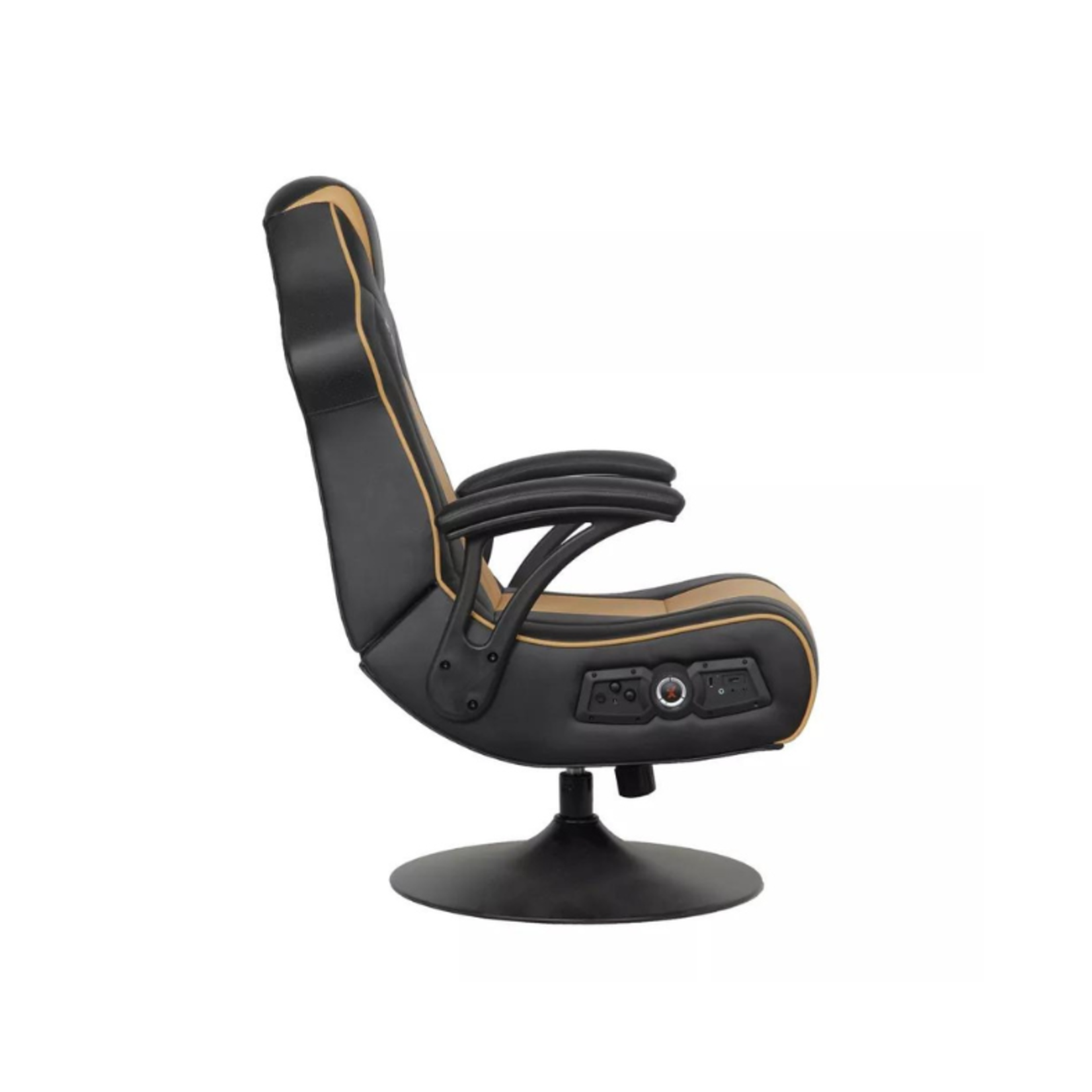 X Rocker Gaming Chair- Torque Pedestal- Gold Black