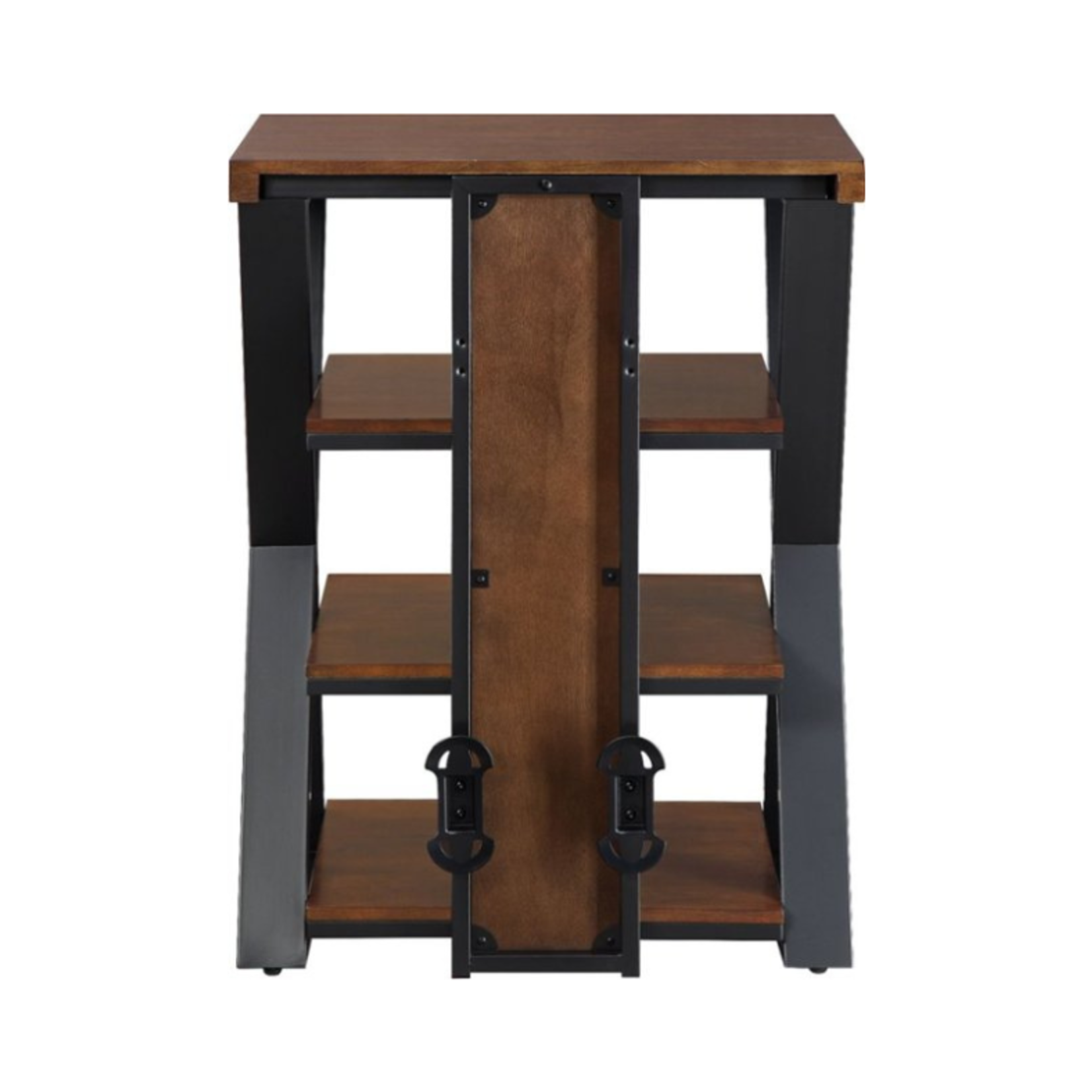 Whalen Furniture Tower Stand- Wood & Steel- Medium Brown Cherry