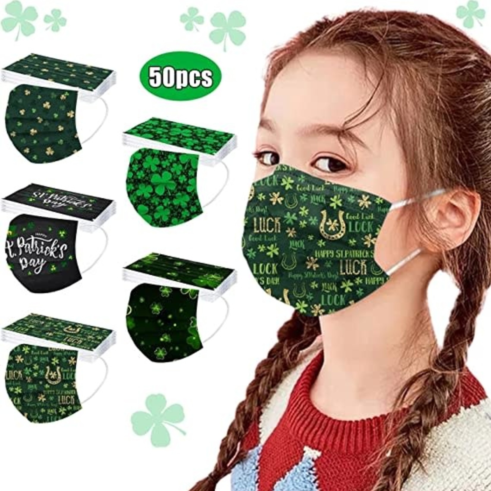Blowest Face Masks- Child- Set Of 50- St. Patrick's Day Multi