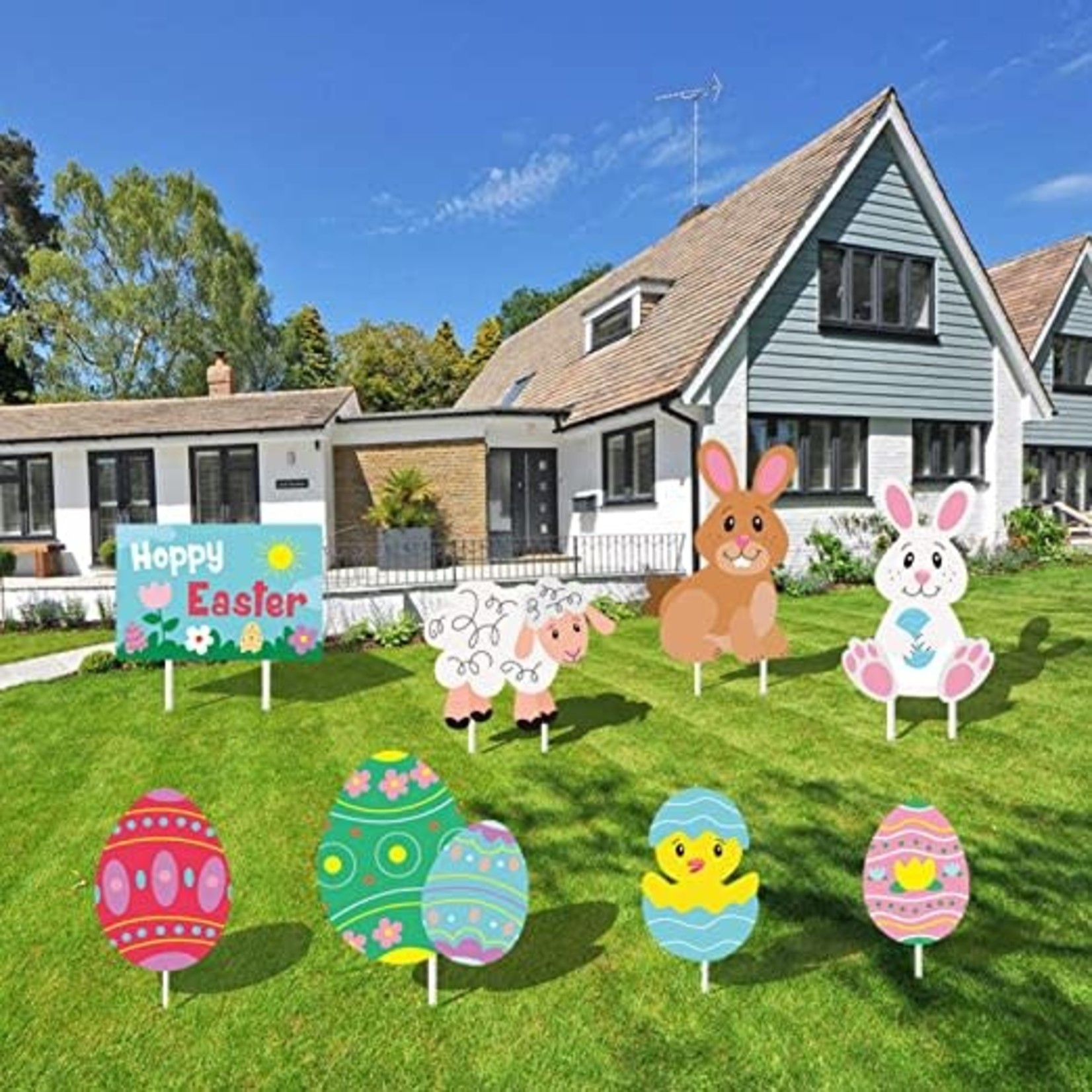 Shiny Eagle Easter Lawn Signs- Weatherproof- 8 Pack