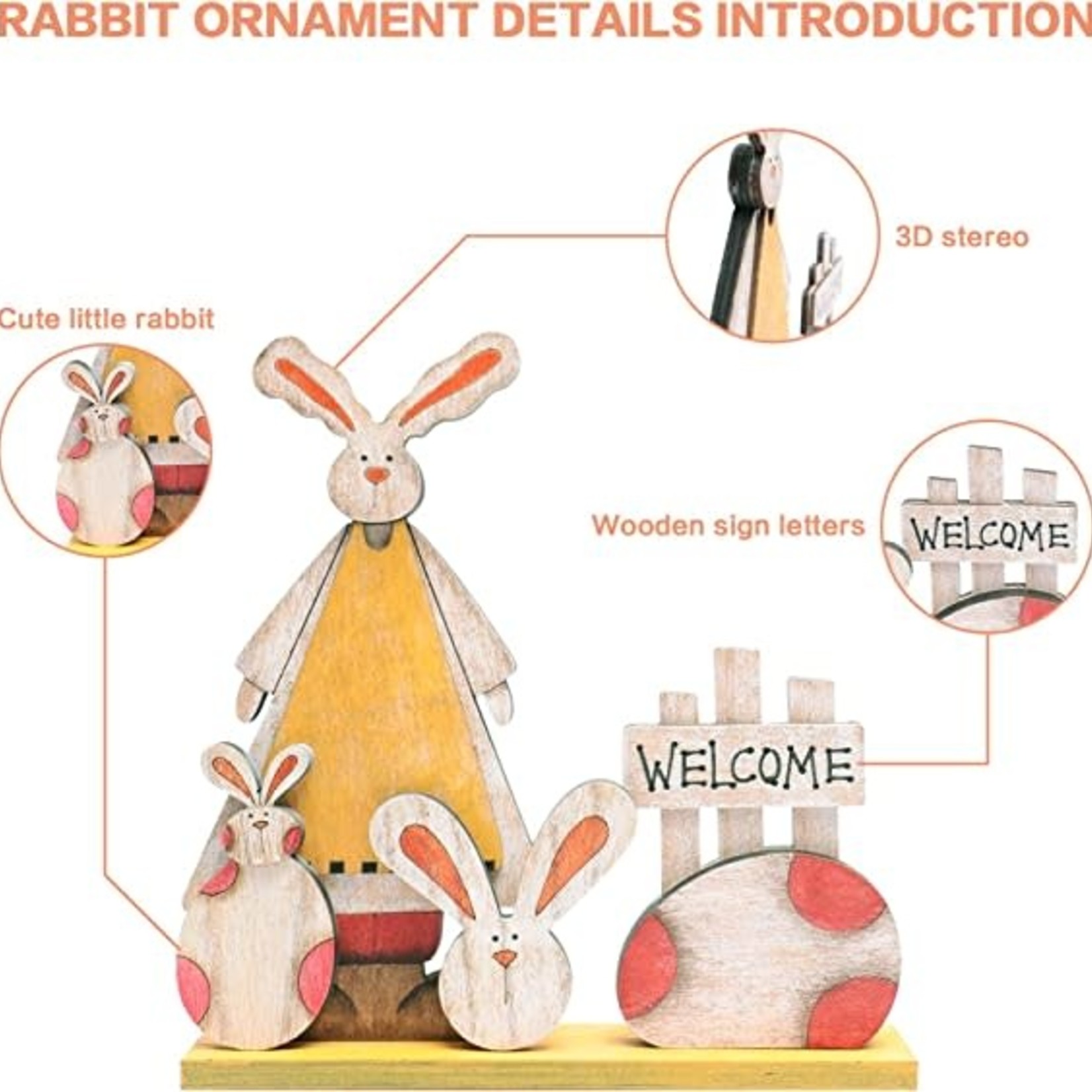 SY Super Bang Tabletop Easter Decoration- Rustic Wooden Bunny