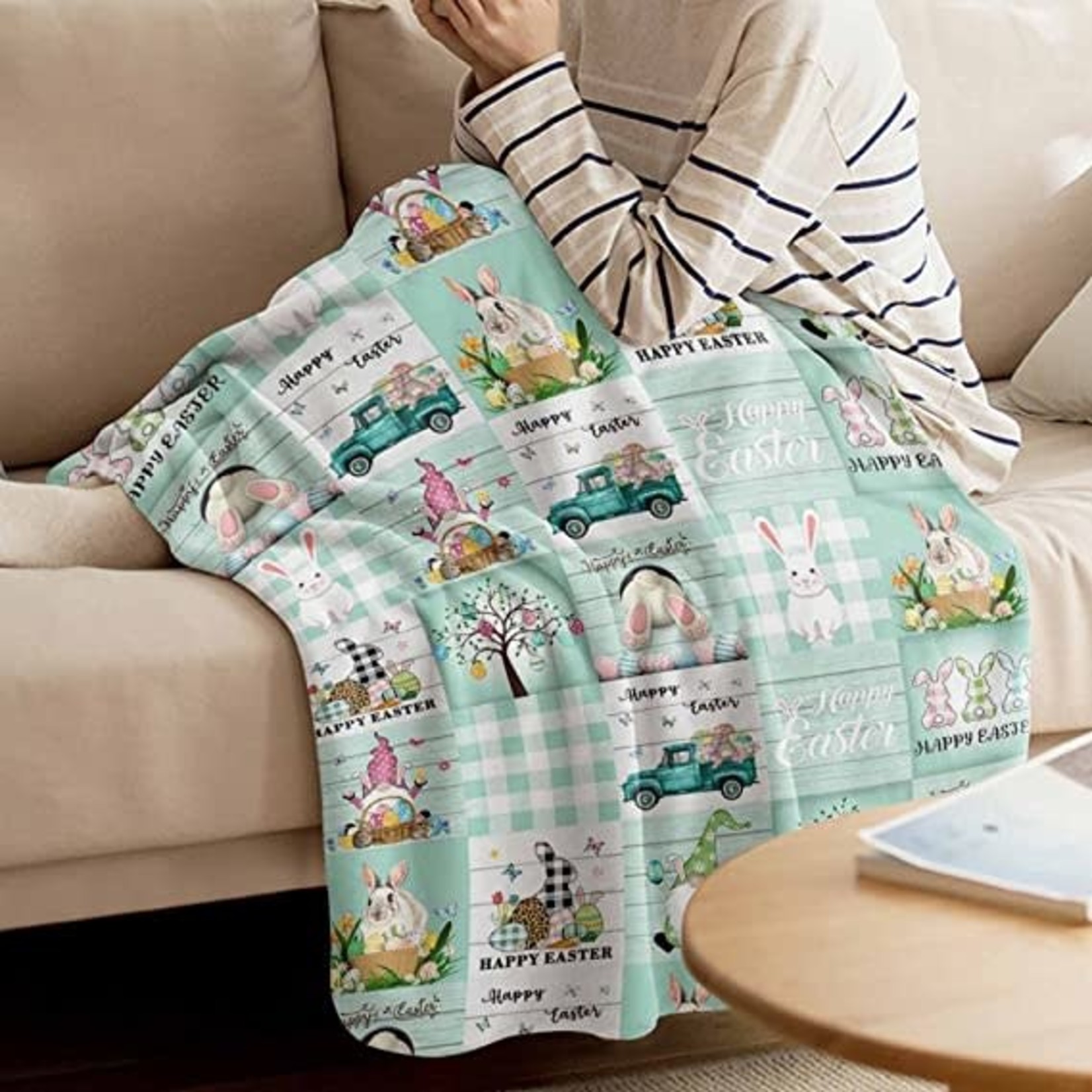 Throw Blanket 40x50 Inch Easter Rabbits Top Notch DFW LLC