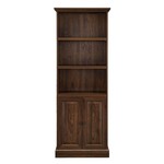 Walker Edison Hutch Bookcase- 2 Door-  Dark walnut