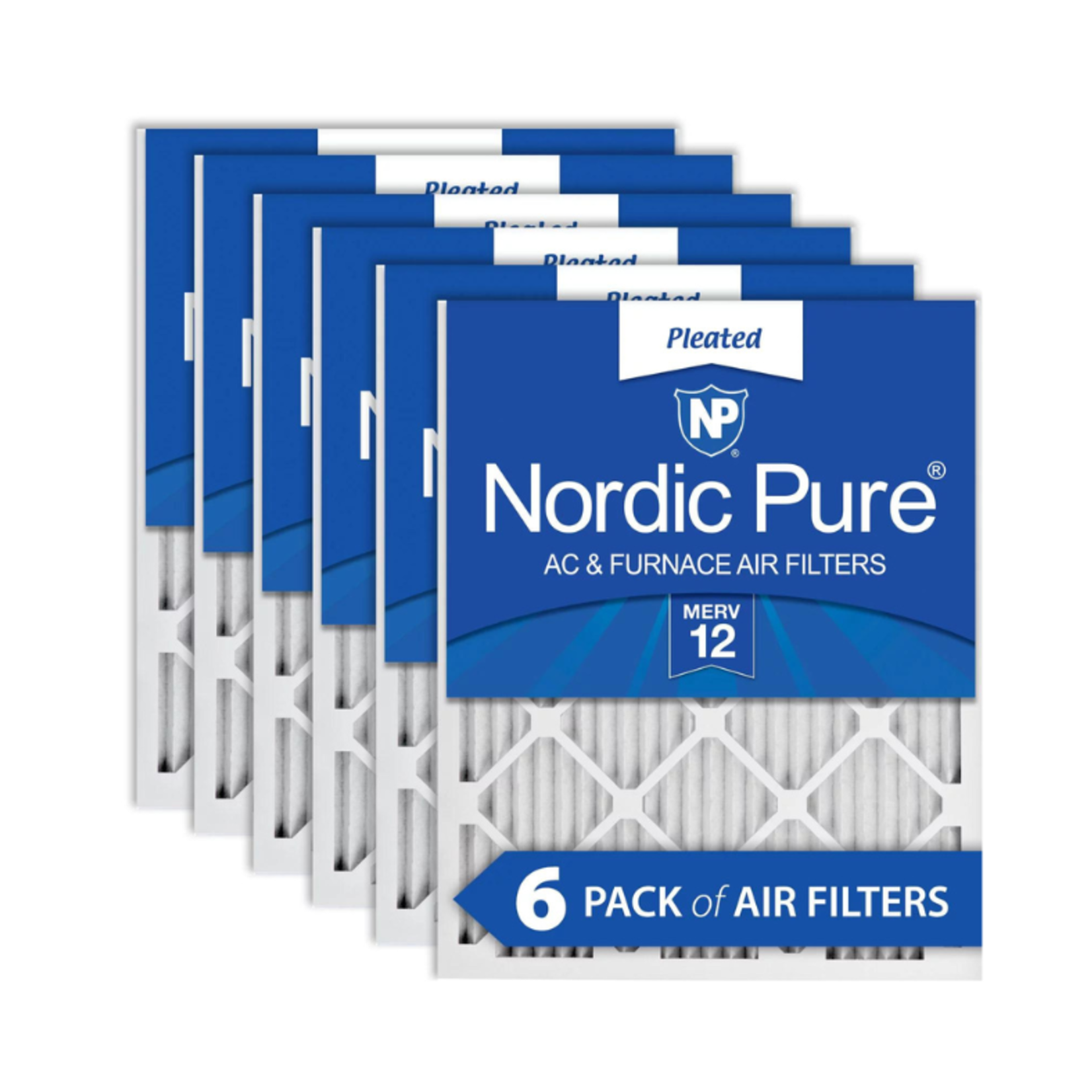 Nordic Pure Pleated Air Filters- 20x20x1 MERV 12- 6 Pack