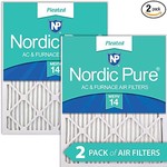 Nordic Pure Pleated AC Furnace Air Filters- 20x25x1 Merv 14- 2 Pack