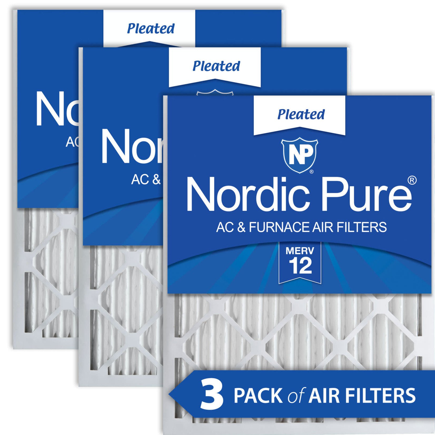 Nordic Pure Air Filters- Pleated- 20x25x2 Merv 12- 3 Pack
