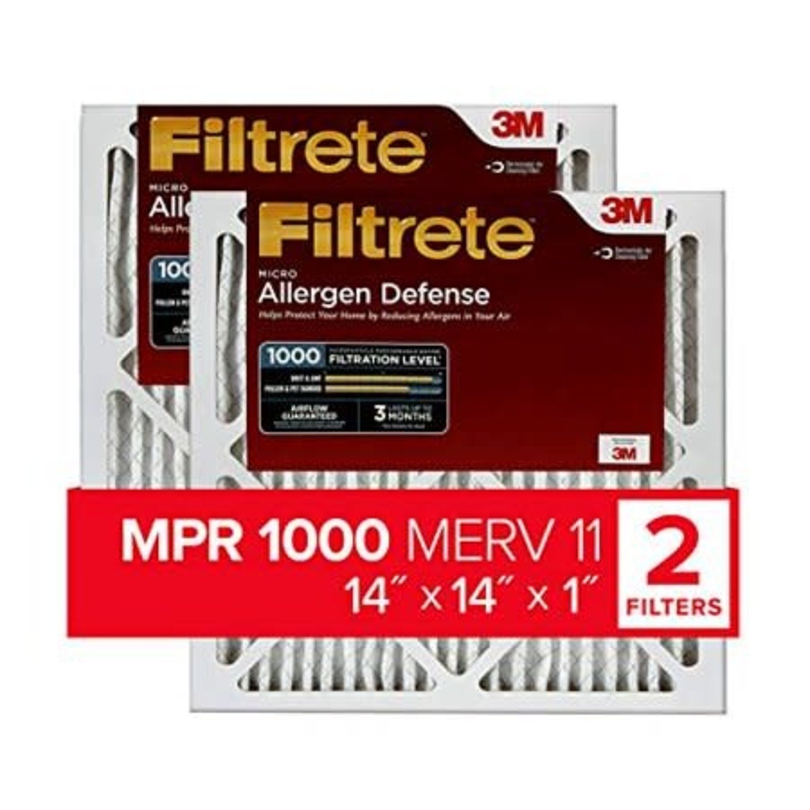 Filtrete AC Furnace Air Filter- 14x14x1 Merv 11- 2 Pack