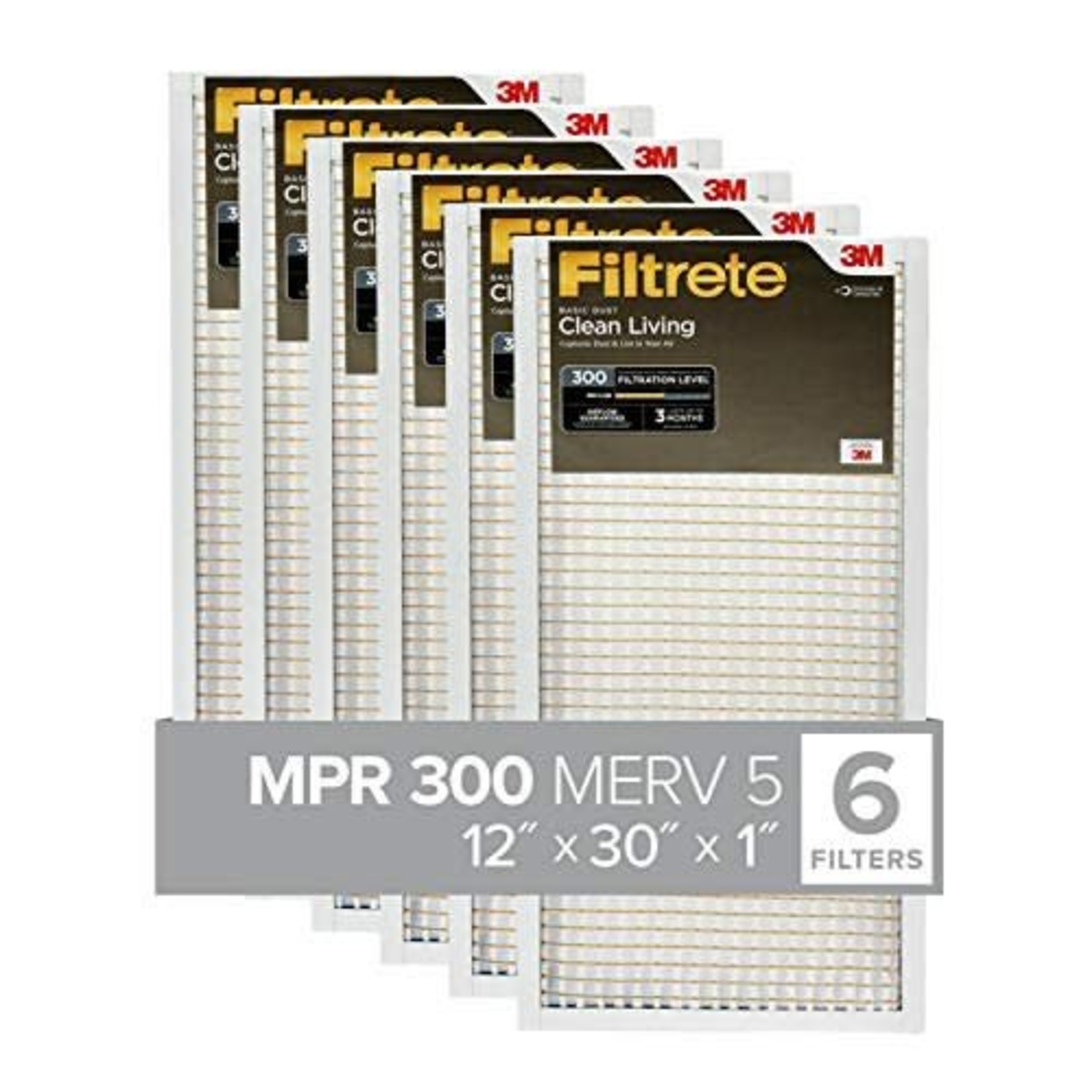 Filtrete AC Furnace Air Filter- 12x30x1 Merv 5- 6 Pack