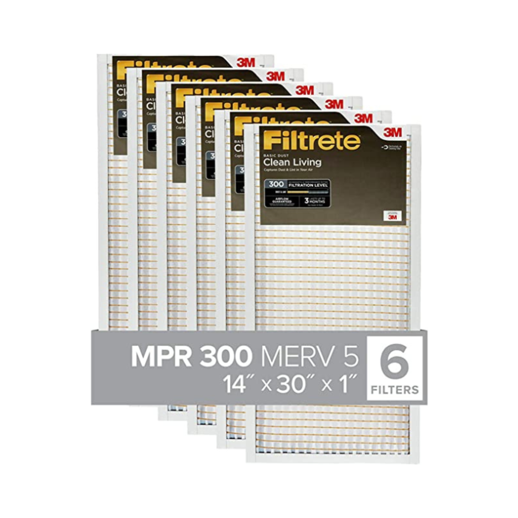 Filtrete AC Furnace Air Filter- 14x30x1 Merv 5- 6 Pack