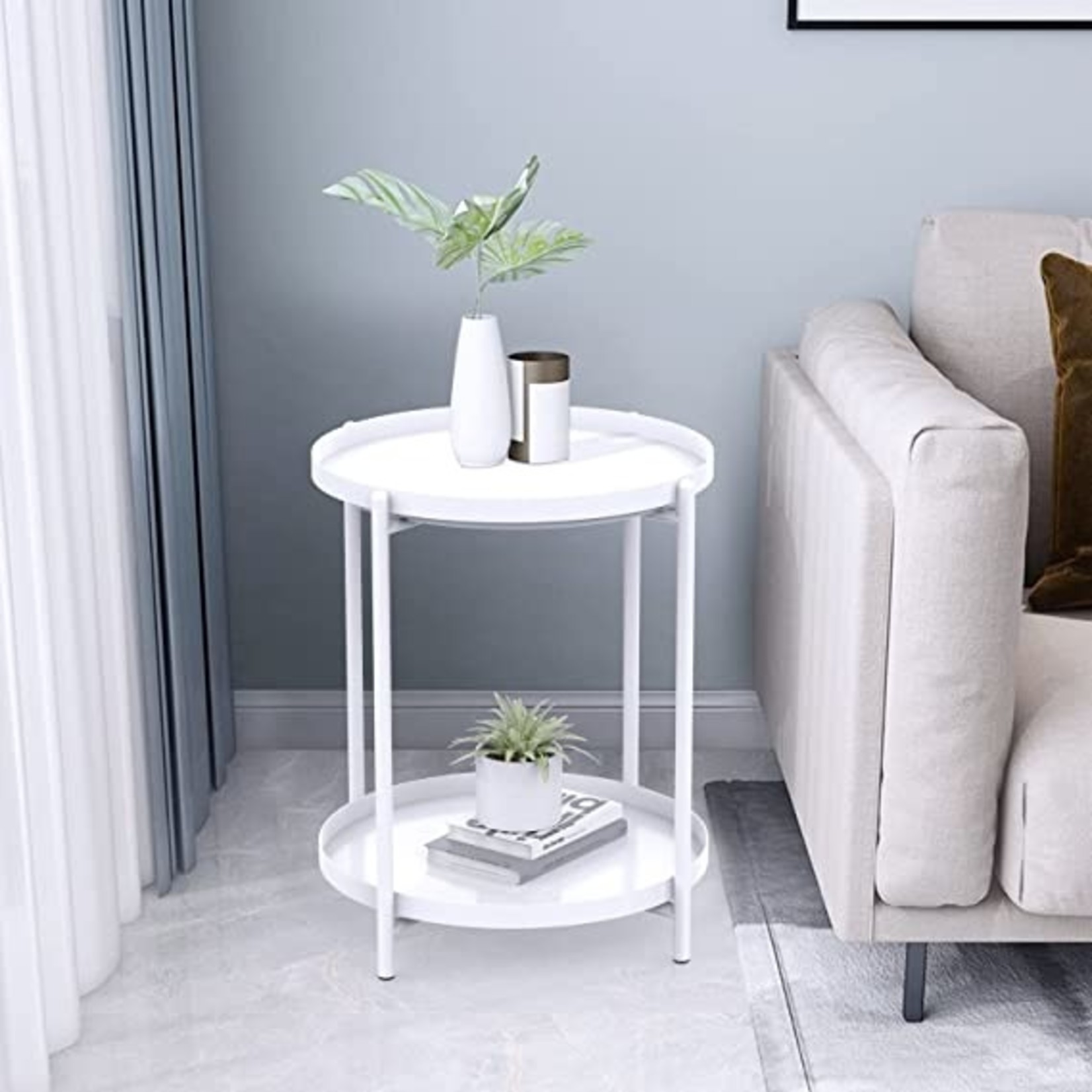 Yesker Round End Table- White