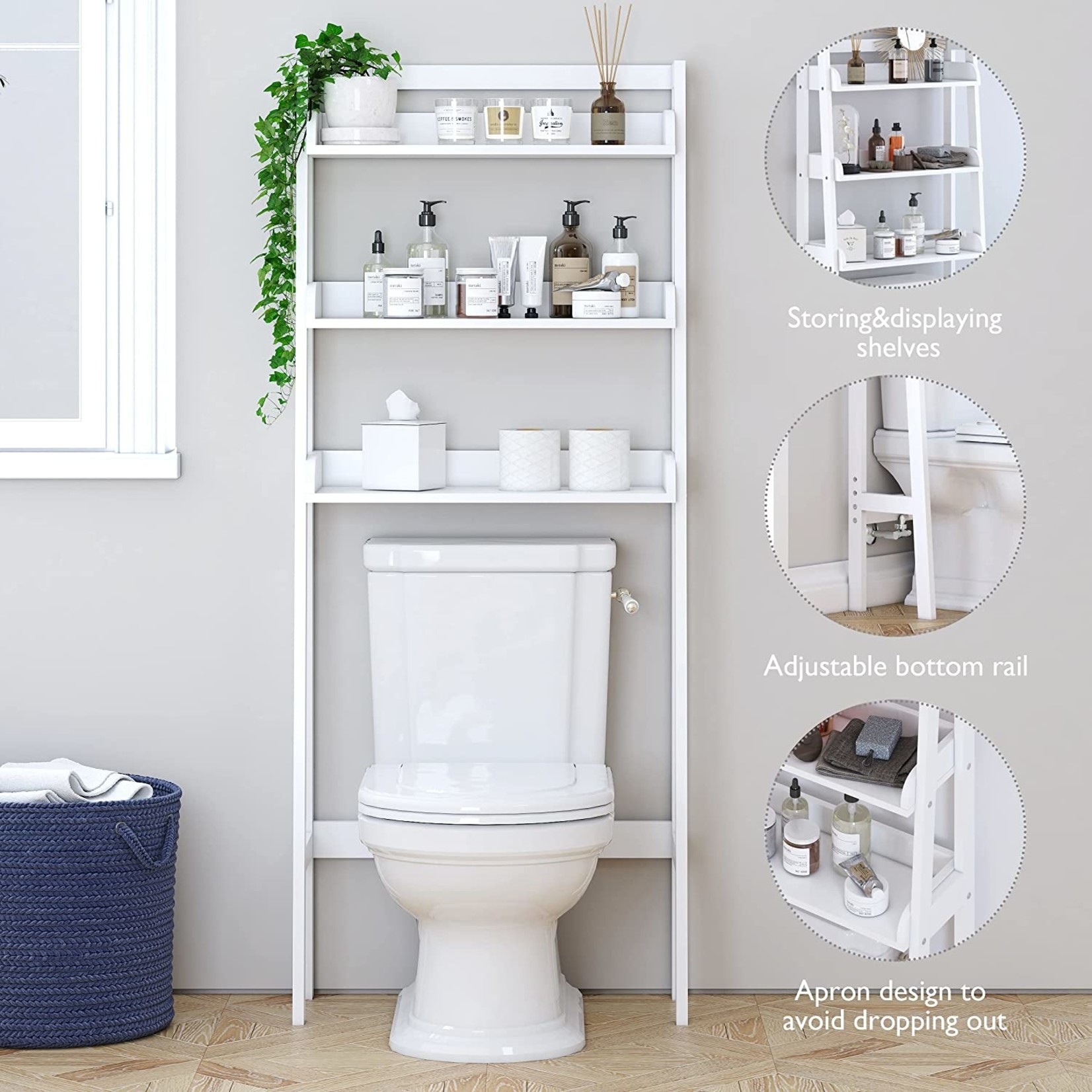 UTEX 3-Shelf Bathroom Organizer Over The Toilet, Bathroom