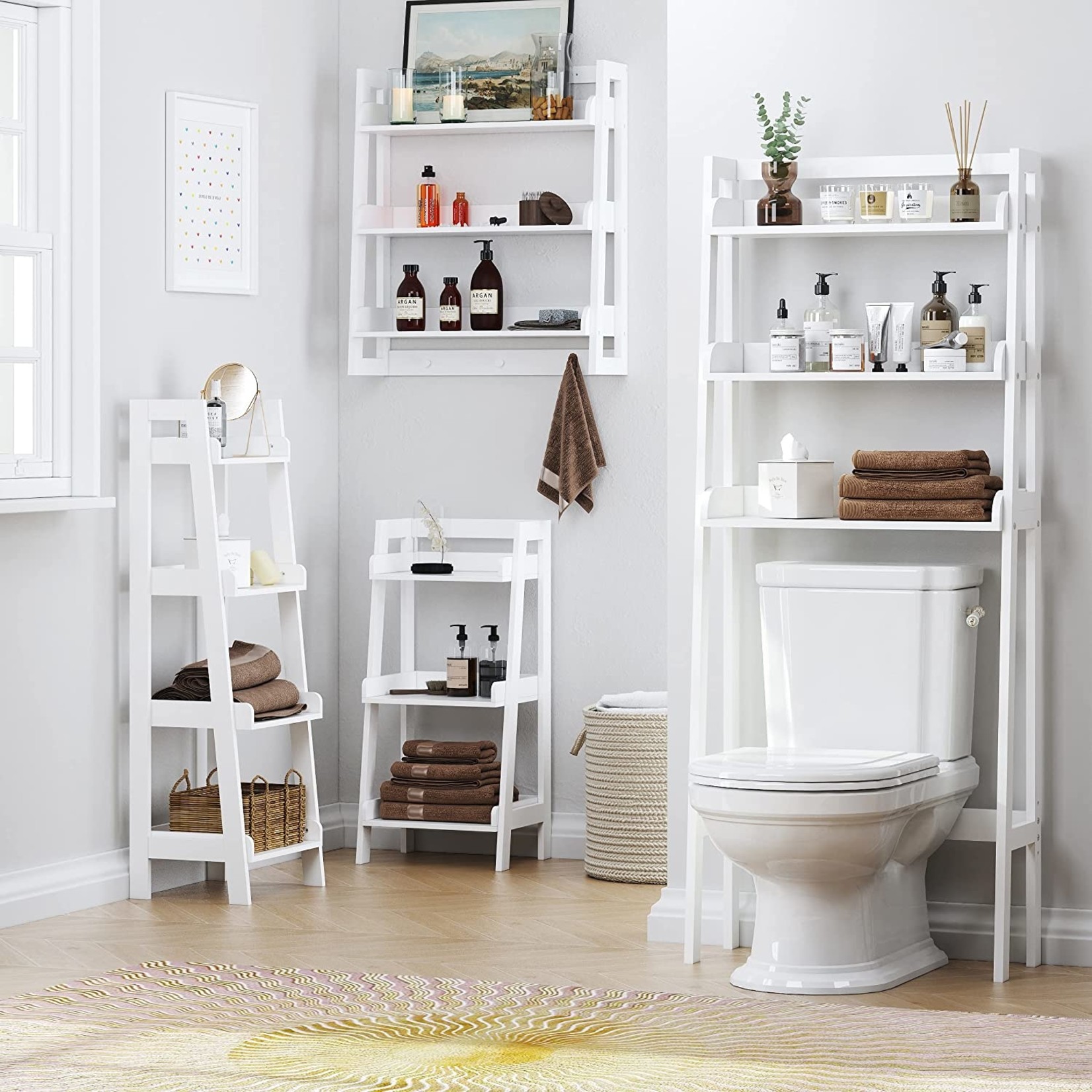 Bathroom Storage Ladder in White