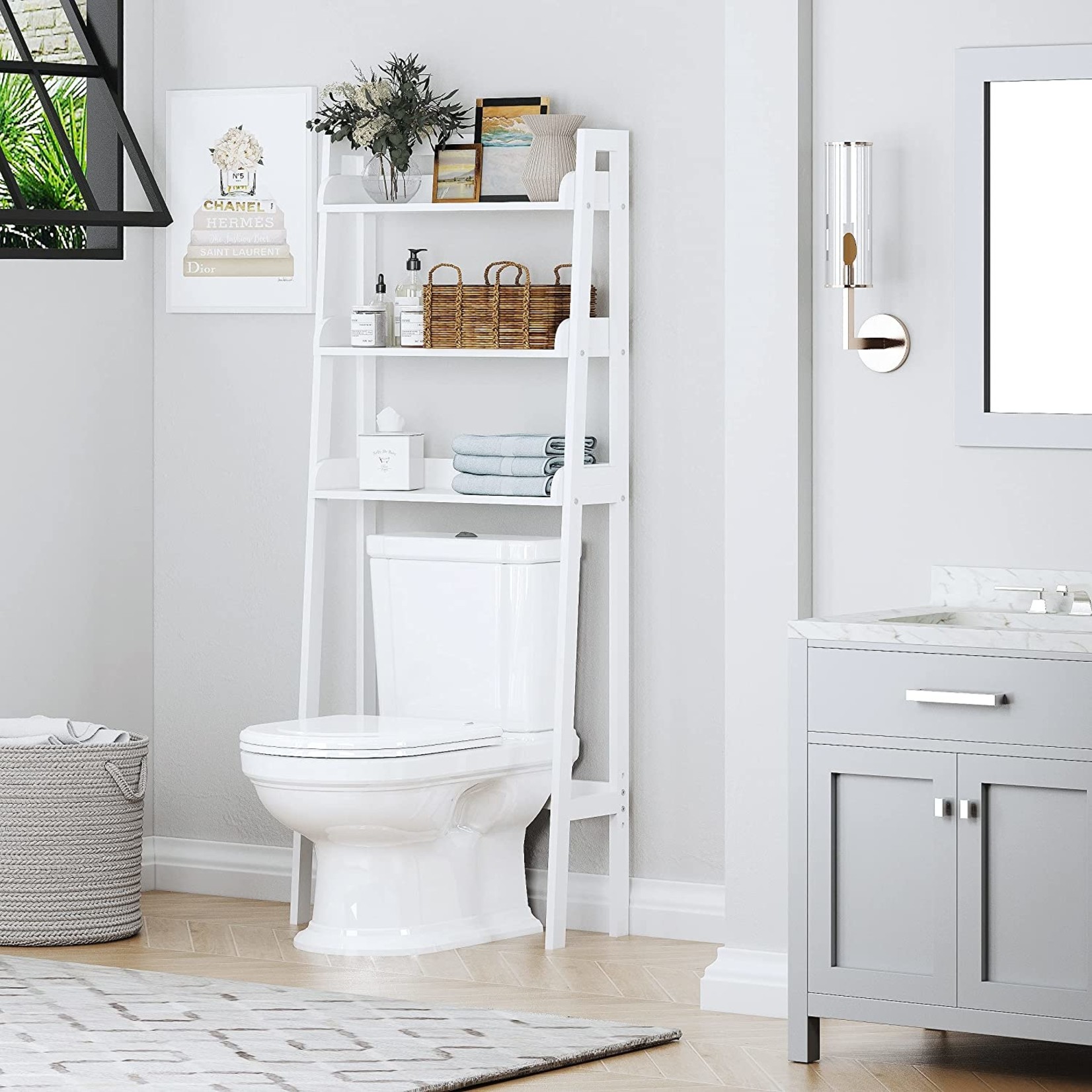 Bathroom Storage Ladder in White