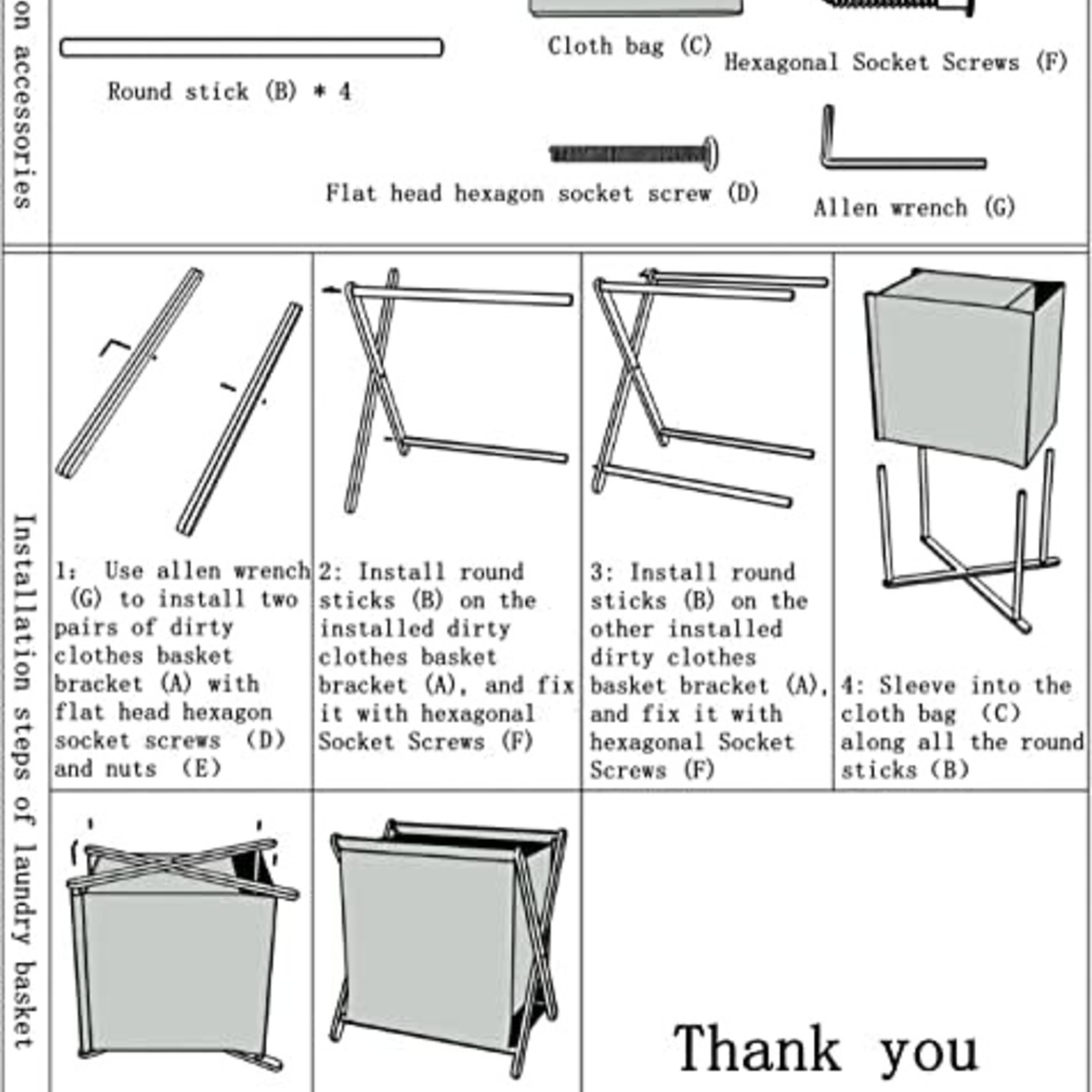 Suiwoyou Folding Laundry Hamper- Large- Gray