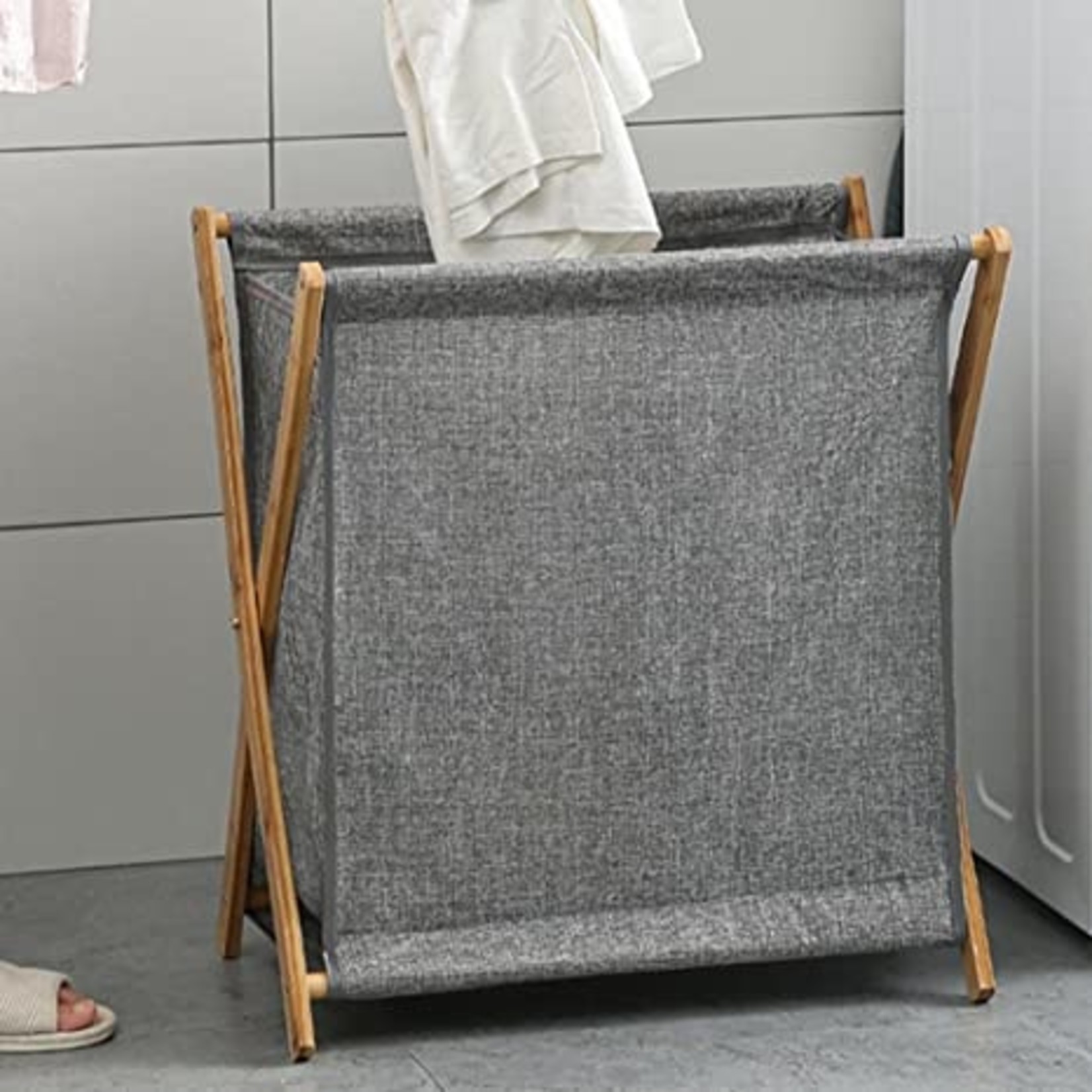 Suiwoyou Folding Laundry Hamper- Large- Gray