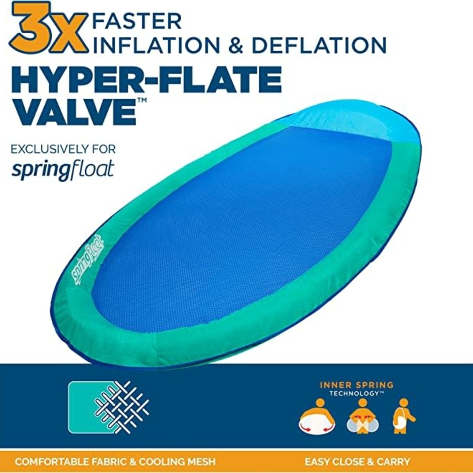 Swimways Spring Float Solid Aqua Swim 3X Hyper Flate Valve