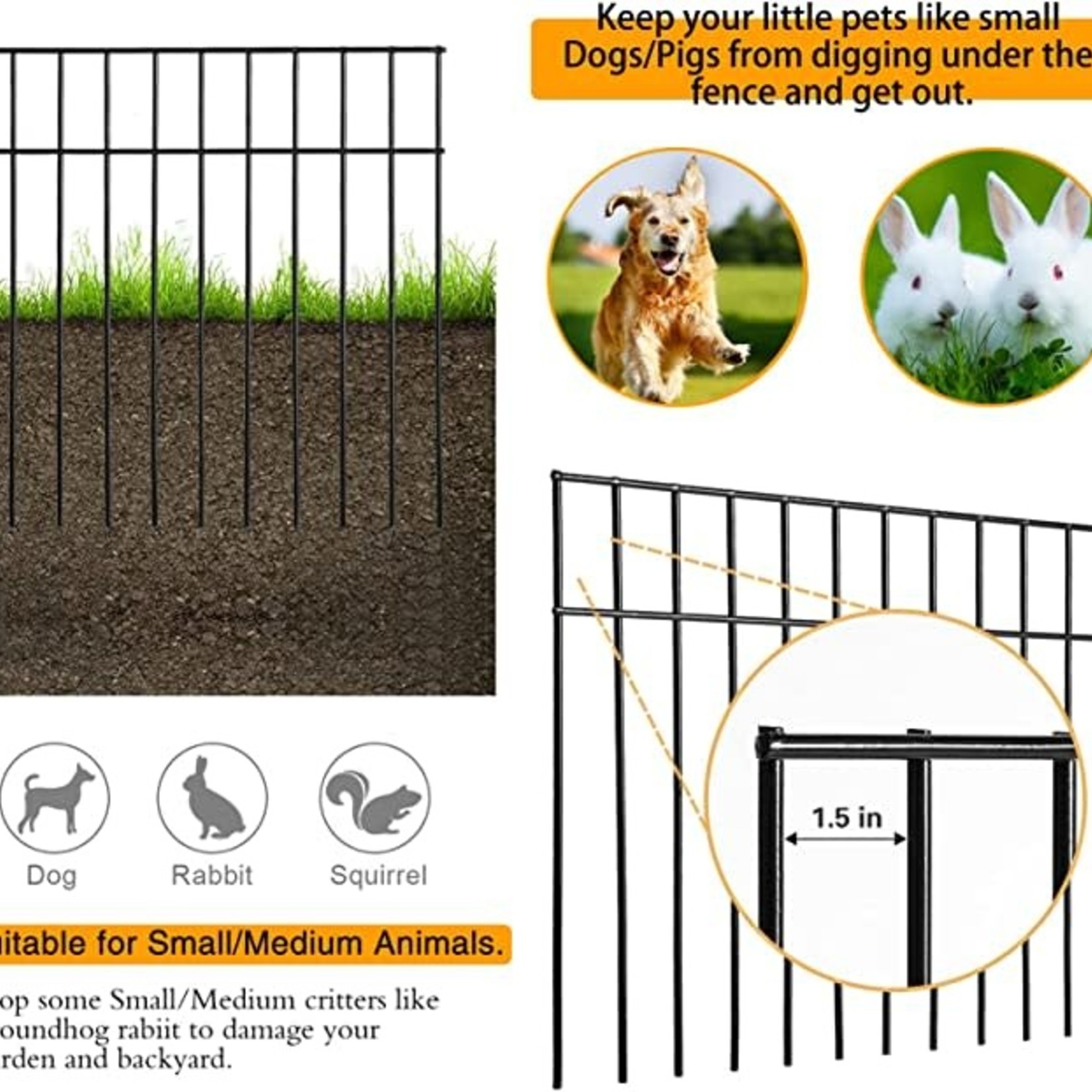 Adavin Small/Medium Animal Barrier Fence 24x15-inch - Set of 15