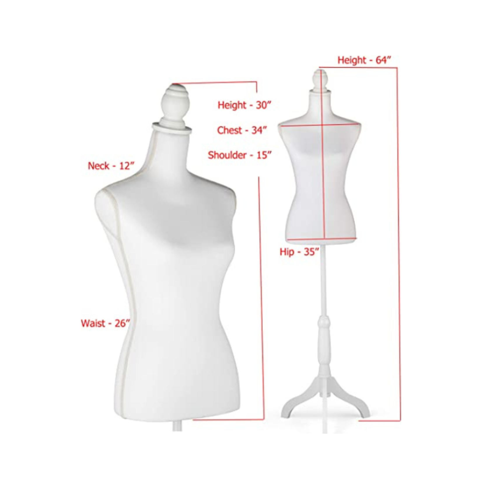 Female Mannequin Torso Dress Clothing Form Display Tripod Stand