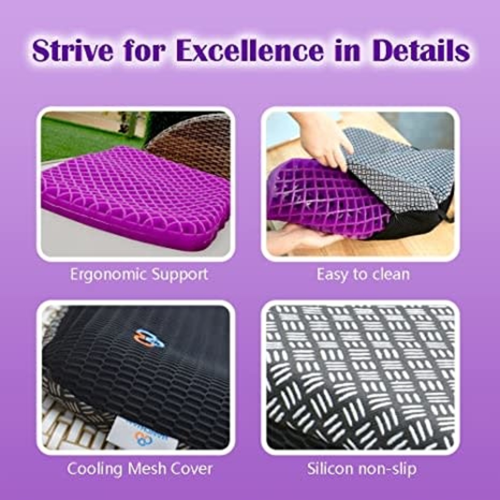 Gel Seat Cushion For Long Sitting Ventilated Office Chair Cushion Pad For  Summer Cooling Non-slip