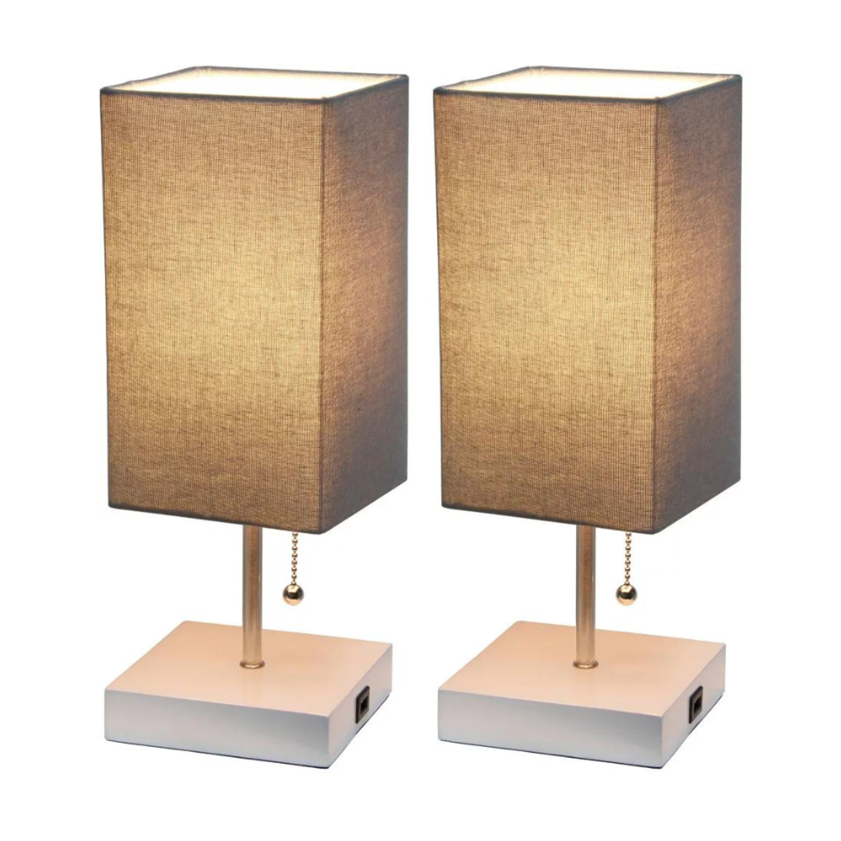 Simple Designs 2pk Petite Lamps with USB Charging Ports- Gray/White