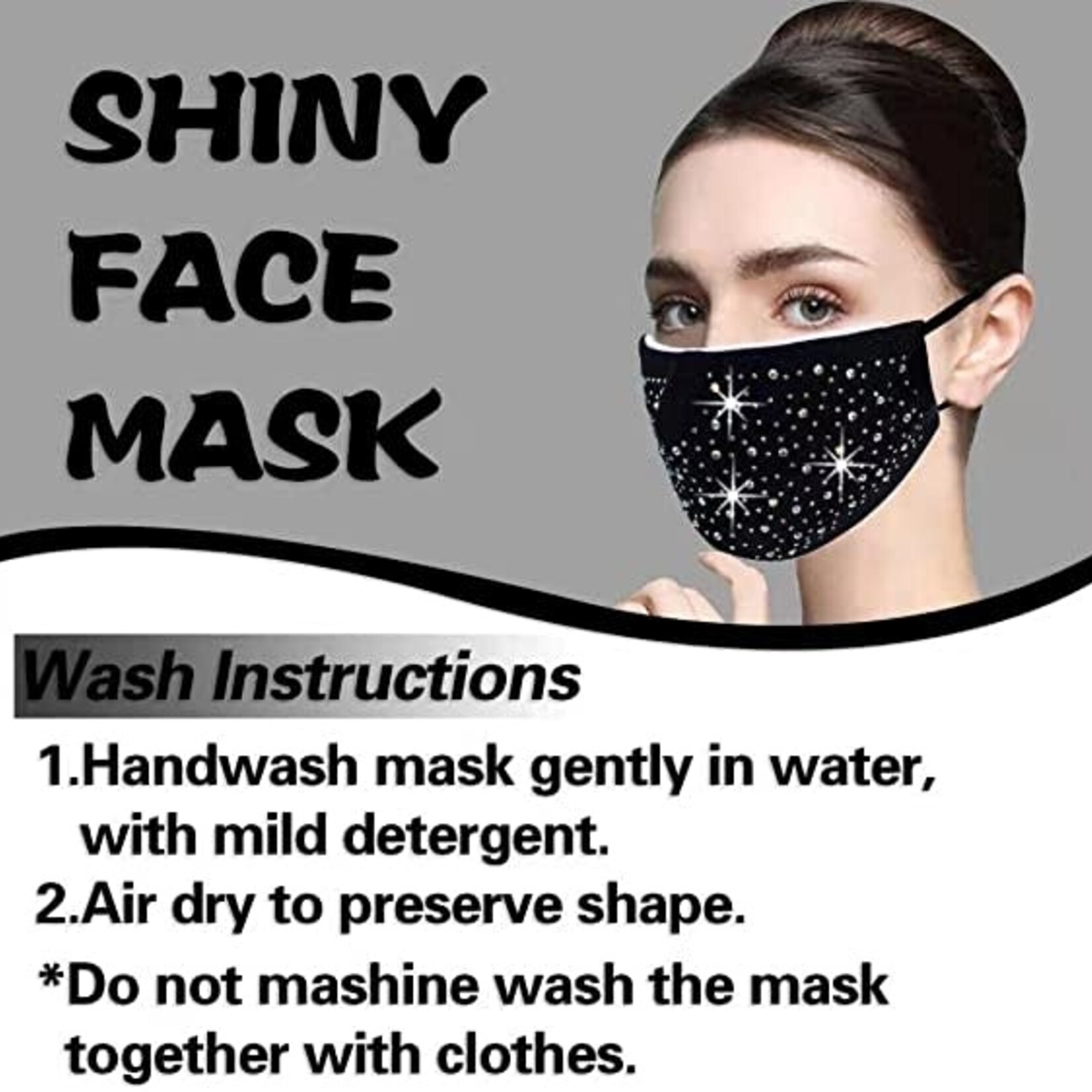 Yuesuo Rhinestone Bling Face Cotton Cloth Mask
