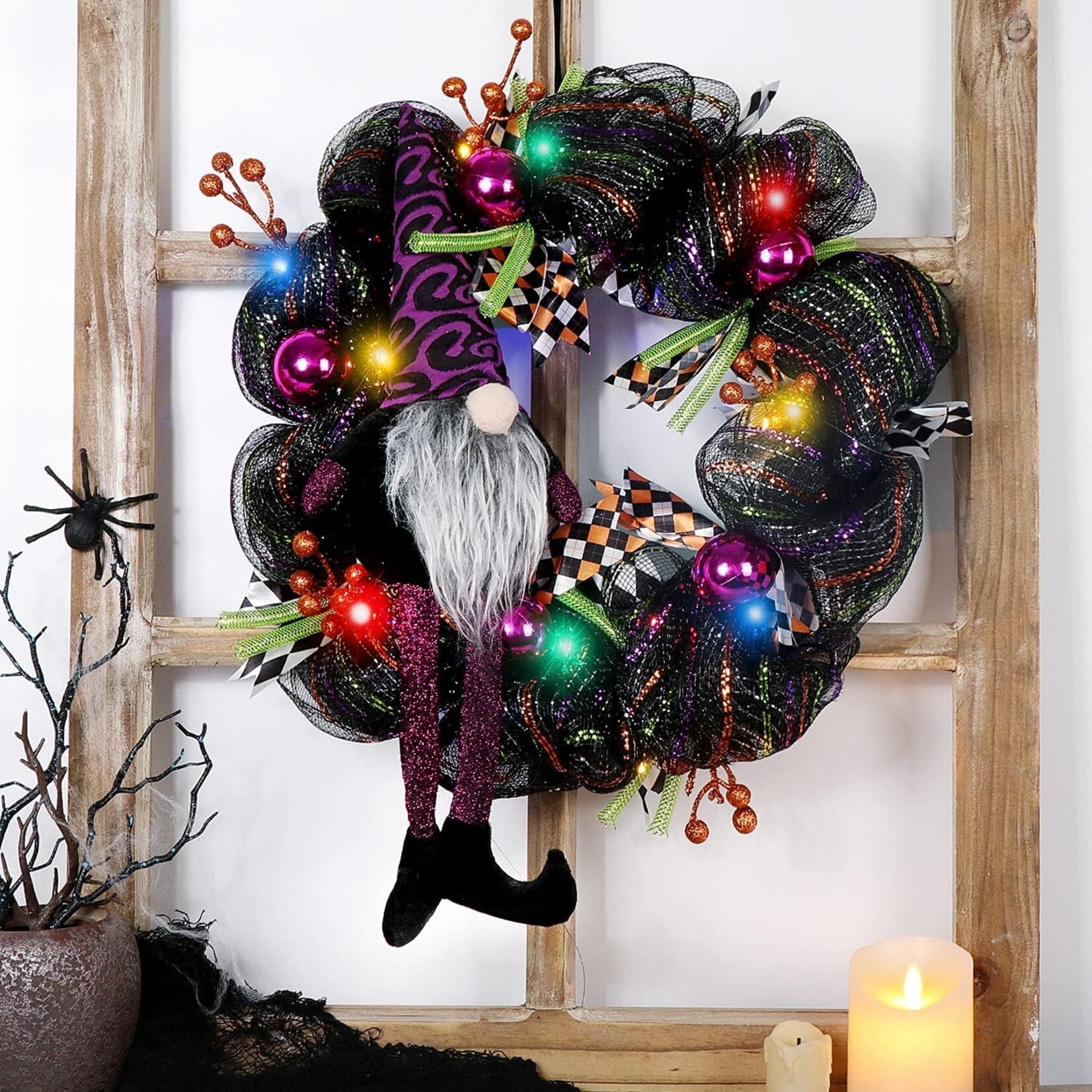 Pikronsh 16" Halloween Wreath with Lights