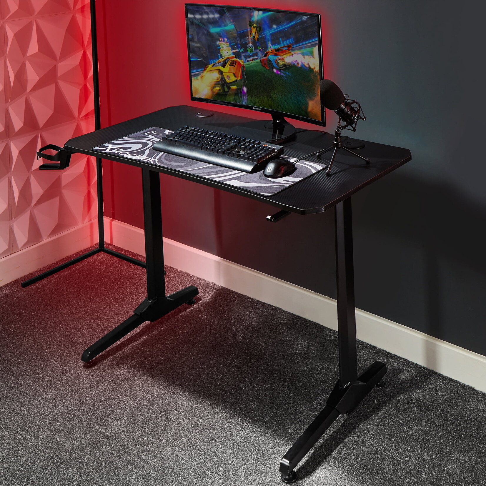 X Rocker Panther Modern Gaming Desk with Mouse Pad