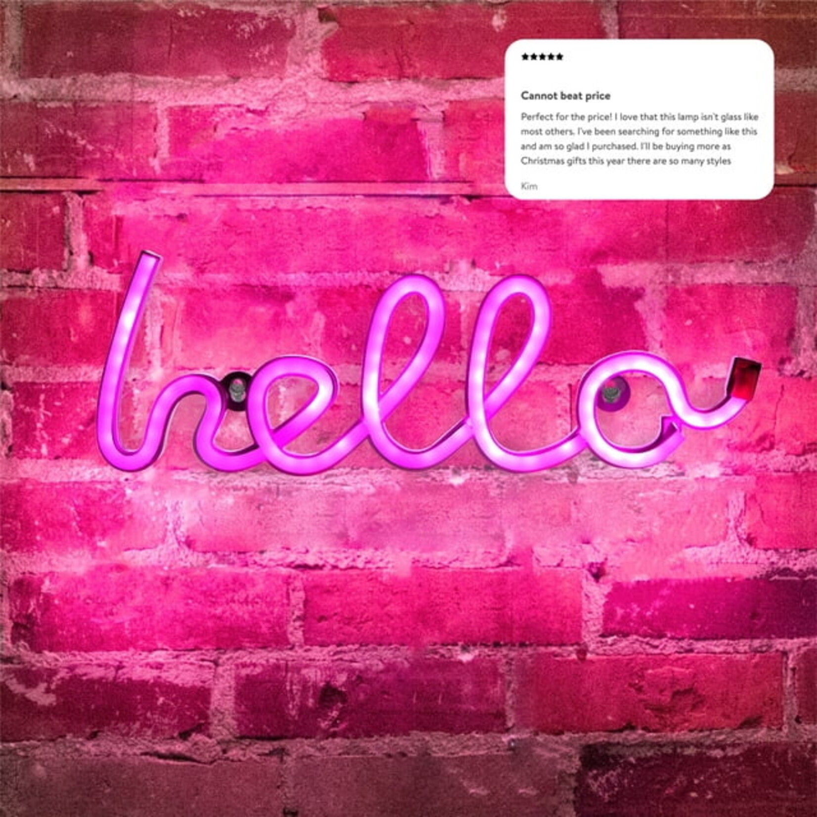 Urban Shop Hello LED Neon Wall Light - Pink