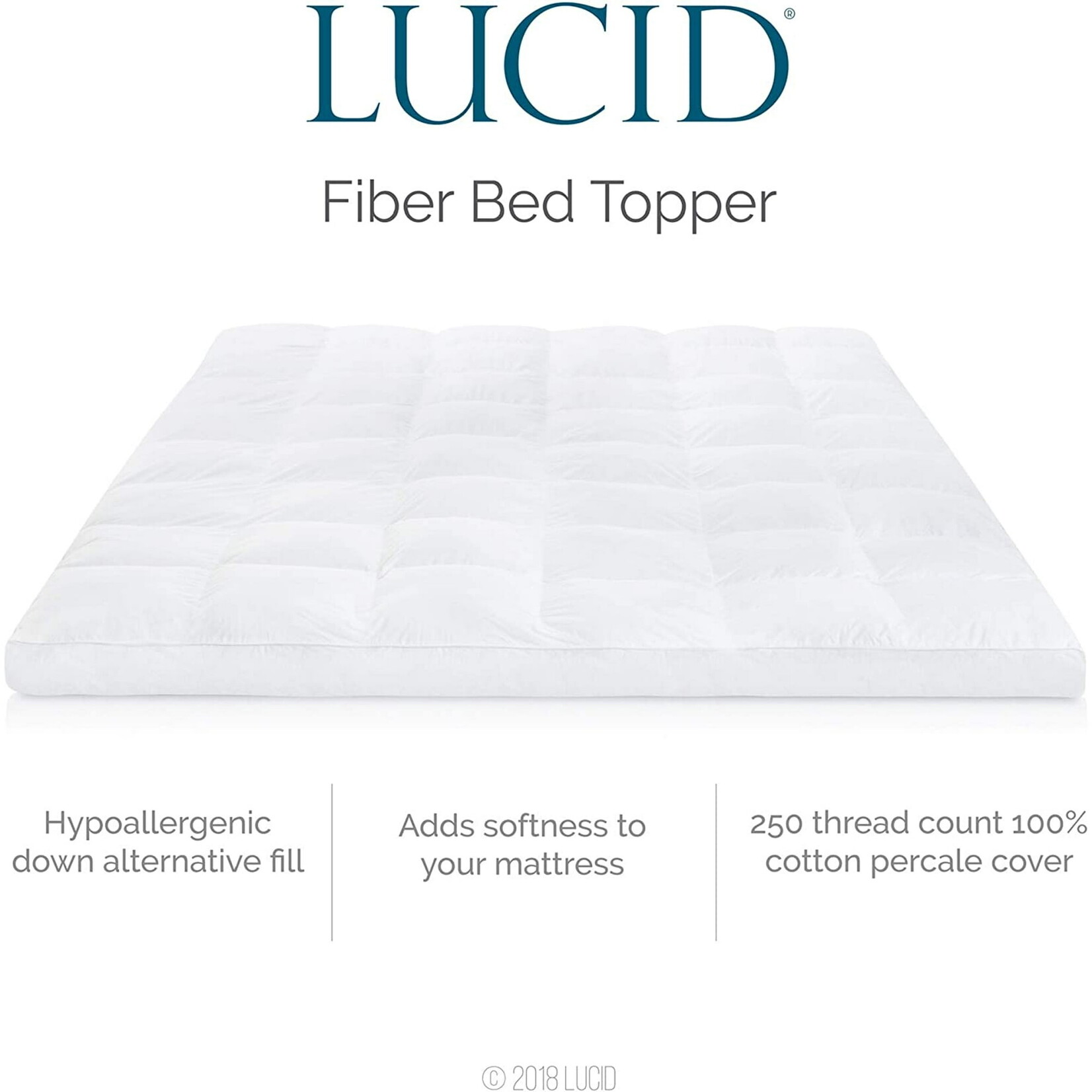 Lucid Plush Down Alternative Fiber Bed Topper - Twin XL