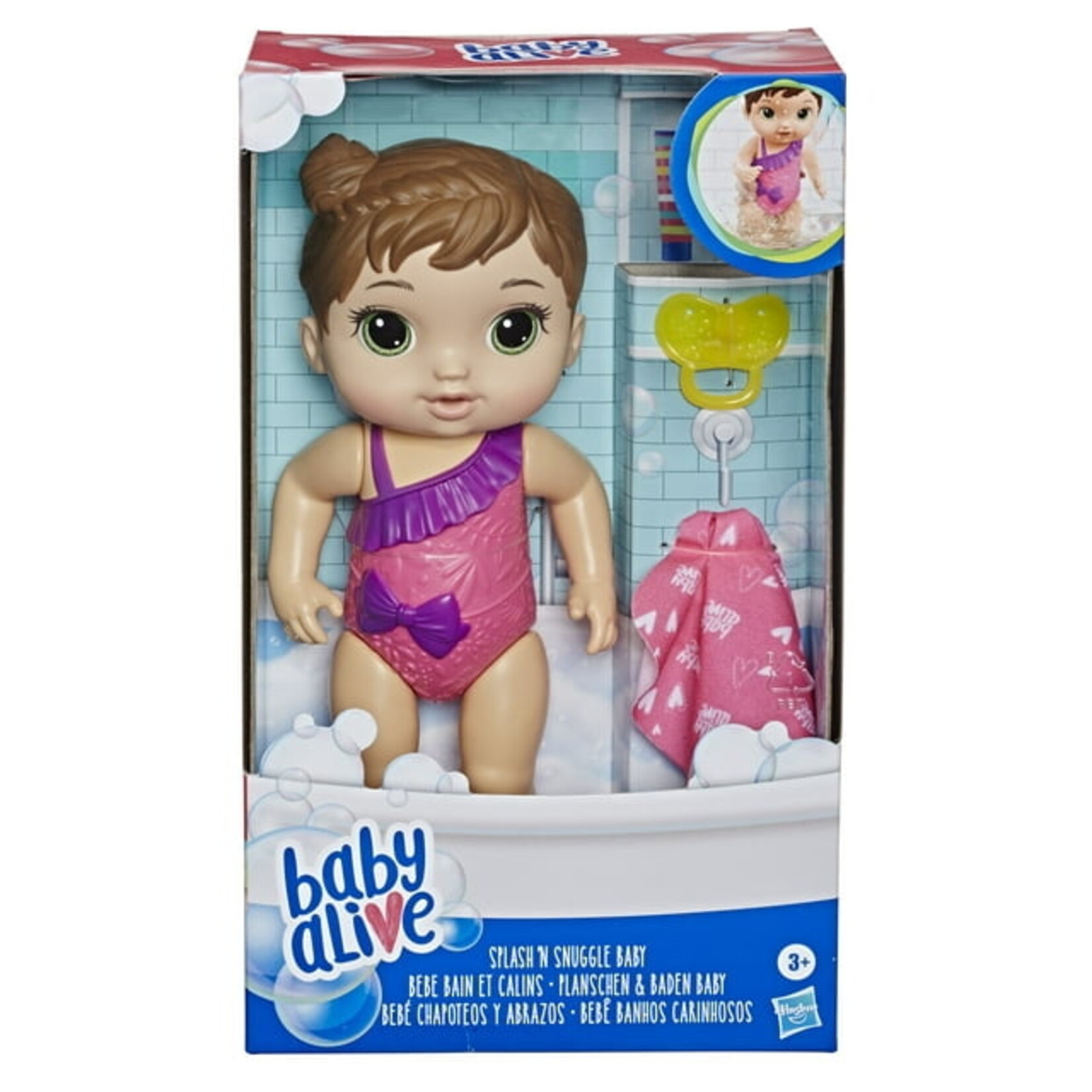 Hasbro Baby Alive Splash -n- Snuggle Baby Brown Hair